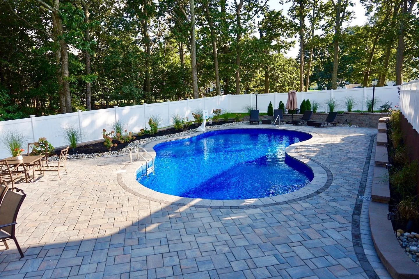 Manalapan, NJ: Pool Install, Paver Patio, Retaining Wall, Landscape