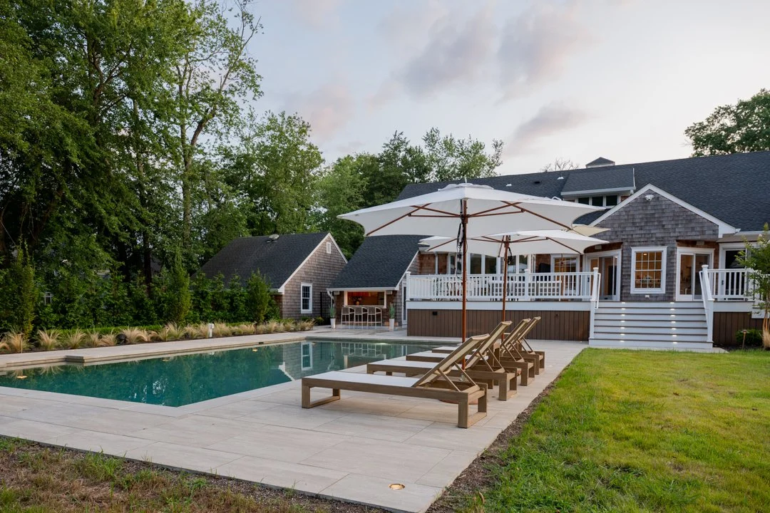 Rumson, NJ: Rear Deck, Patio, Inground Pool, Landscape, Outdoor Kitchenk, Shed