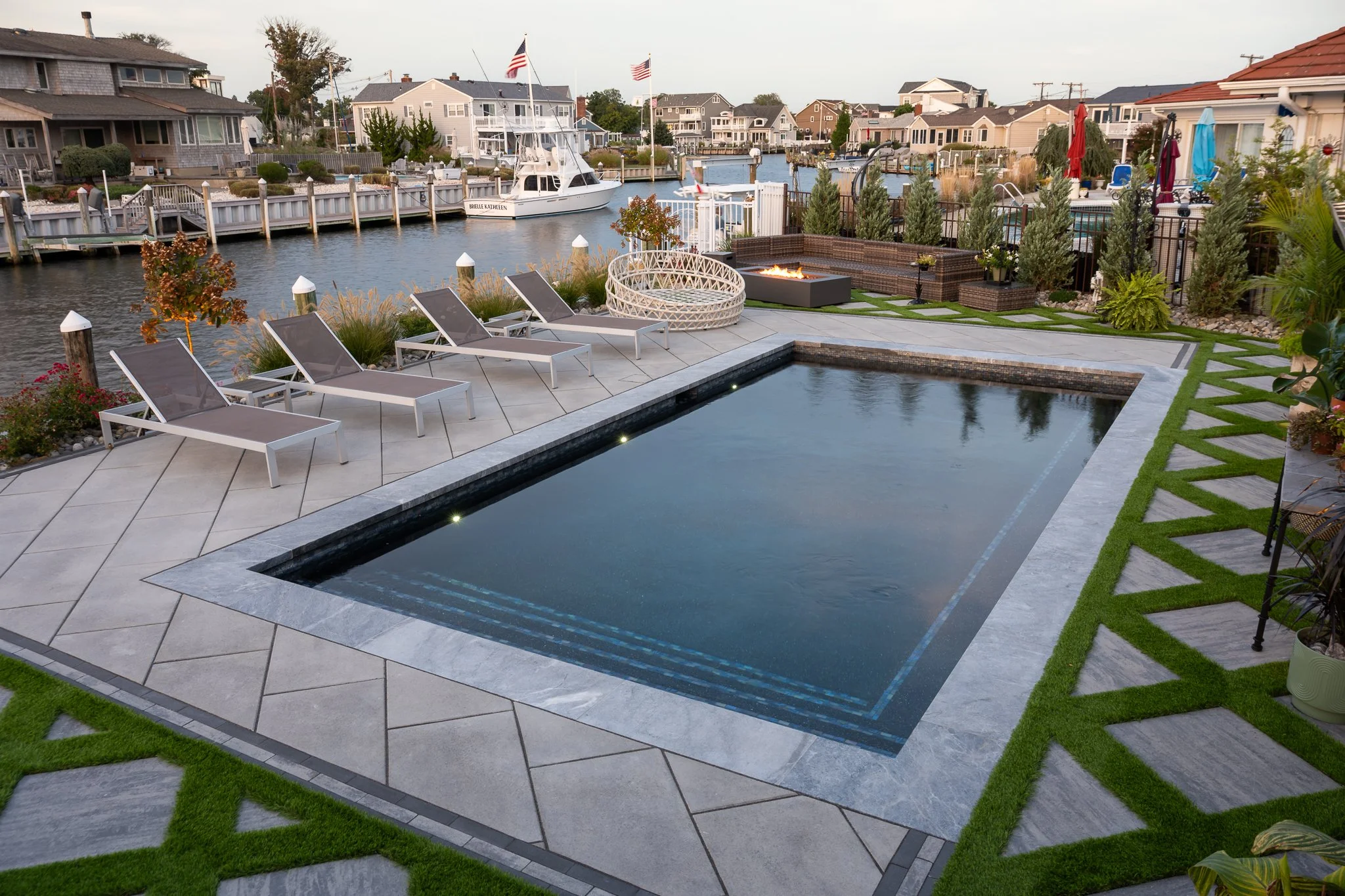 Point Pleasant, NJ: Gunite Pool, Pool Patio, Artificial Turf & Slab Patio, Deck & Outdoor Shower