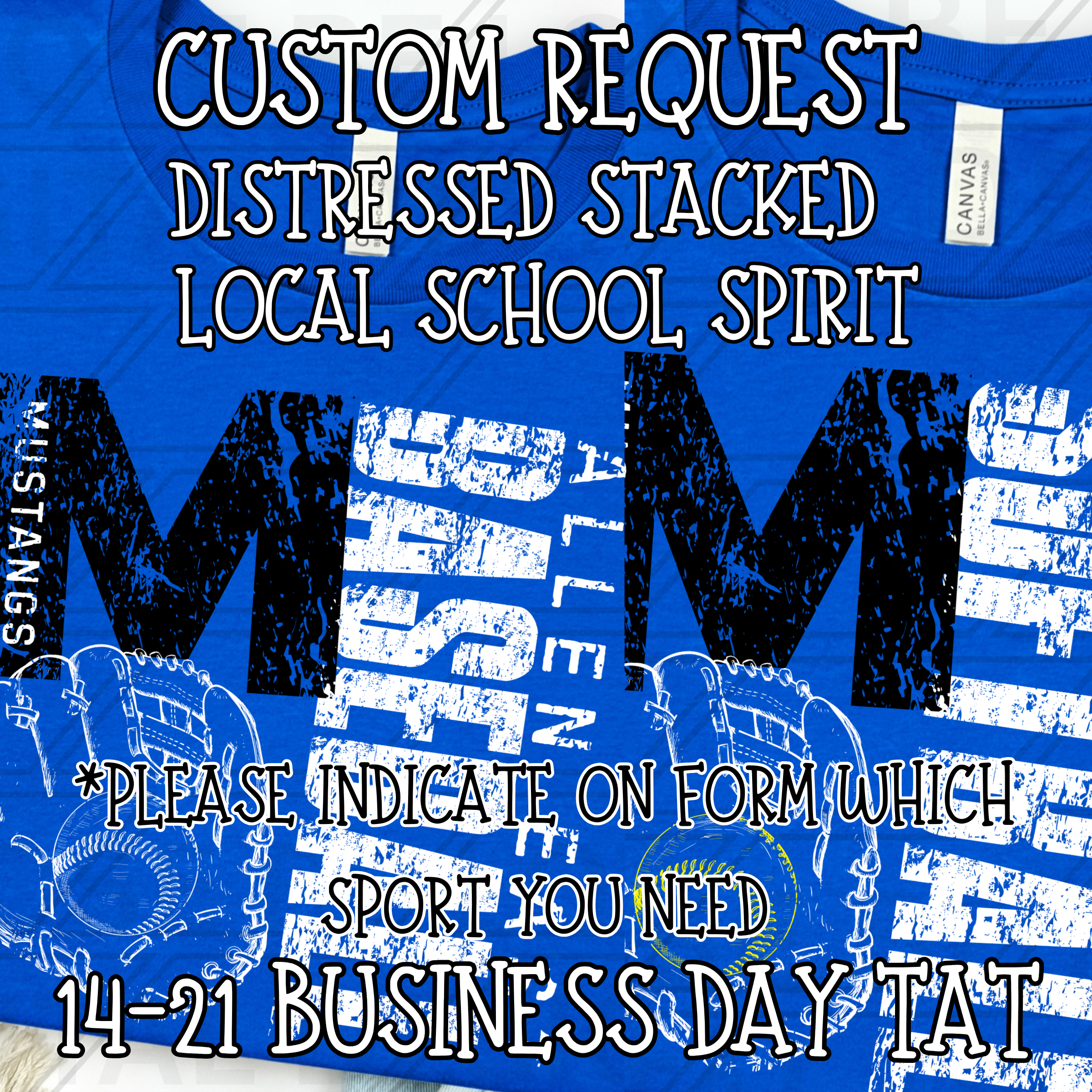 REQUEST FOR CUSTOM STACKED DISTRESSED SPORT LOCAL SCHOOL EXCLUSIVE**10-14 BUSINESS DAY TAT**