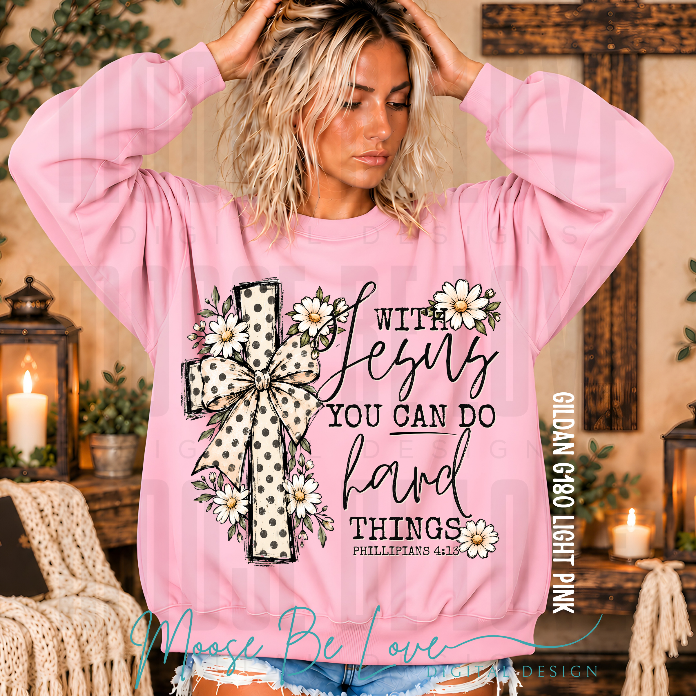 WITH JESUS YOU CAN DO HARD THINGS POLKA DOT CROSS PNG