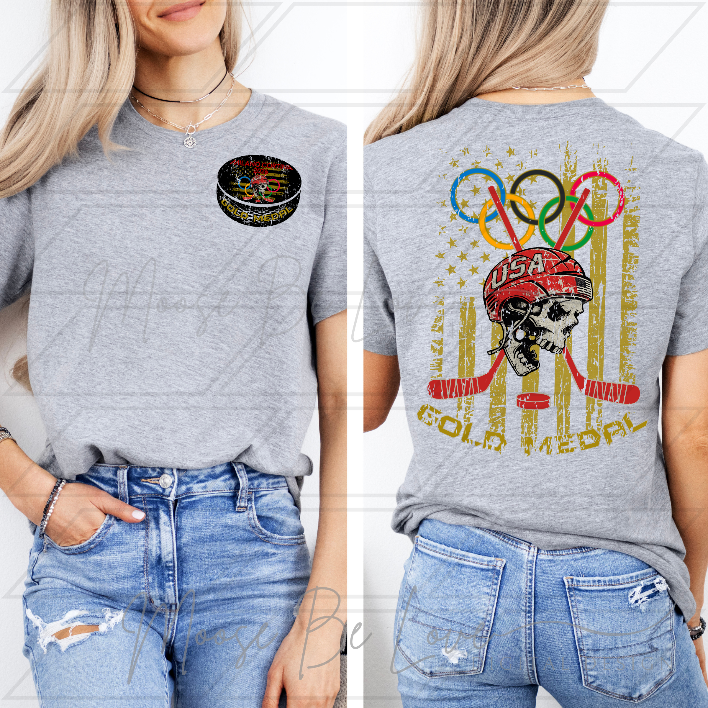 TEAM USA HOCKEY GOLD MEDAL SKULL AND FLAG BUNDLE