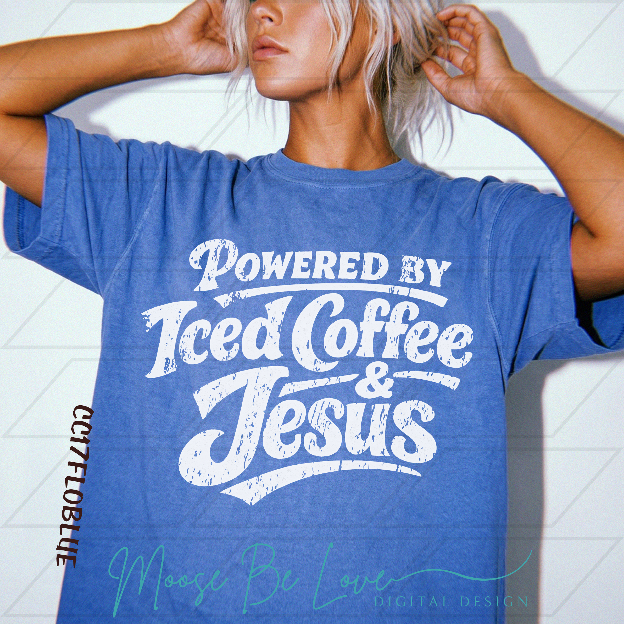 POWERED BY ICED COFFEE AND JESUS HAND DRAWN WORD ART BUNDLE