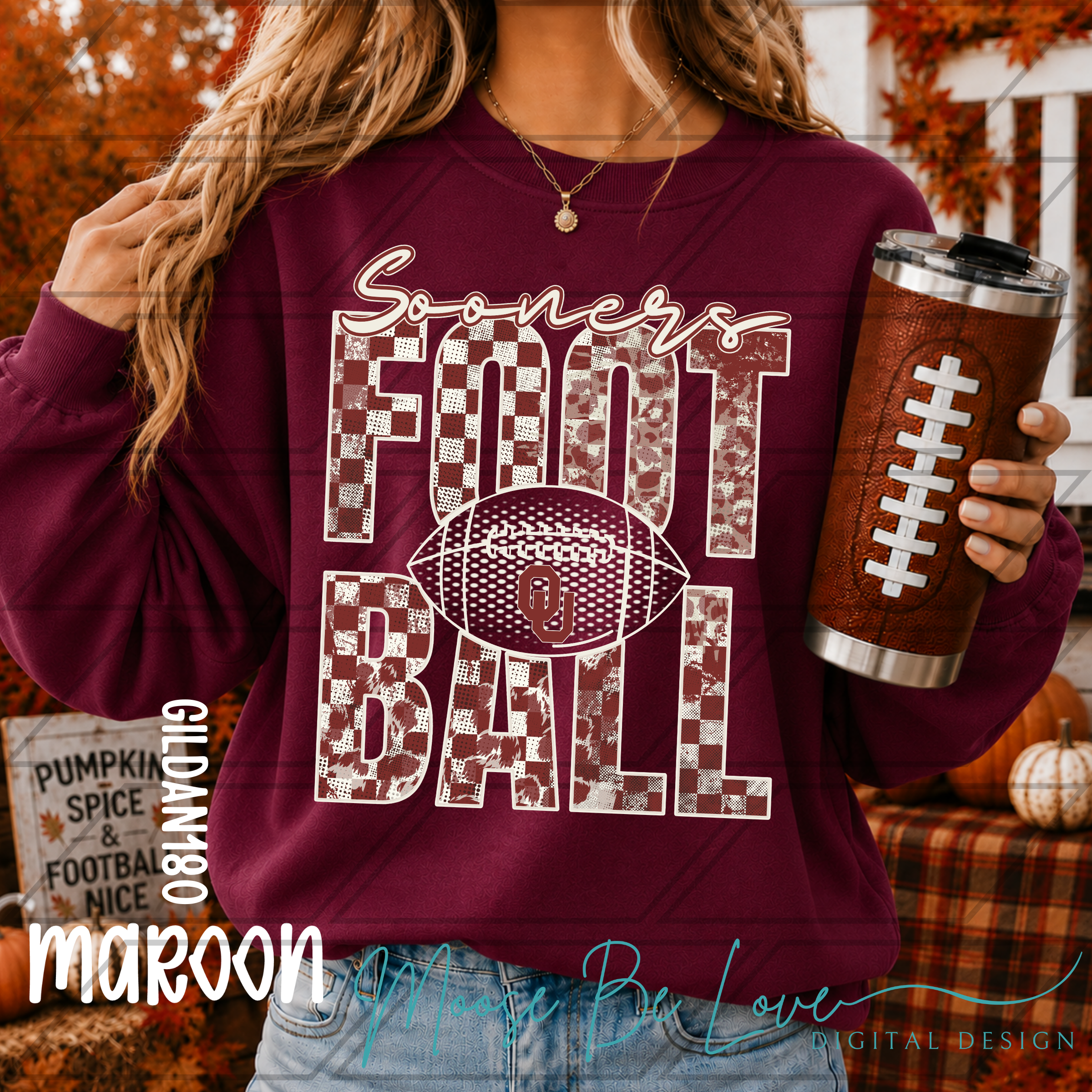 SOONERS CHECKERED LEOPARD STACKED FOOTBALL BUNDLE