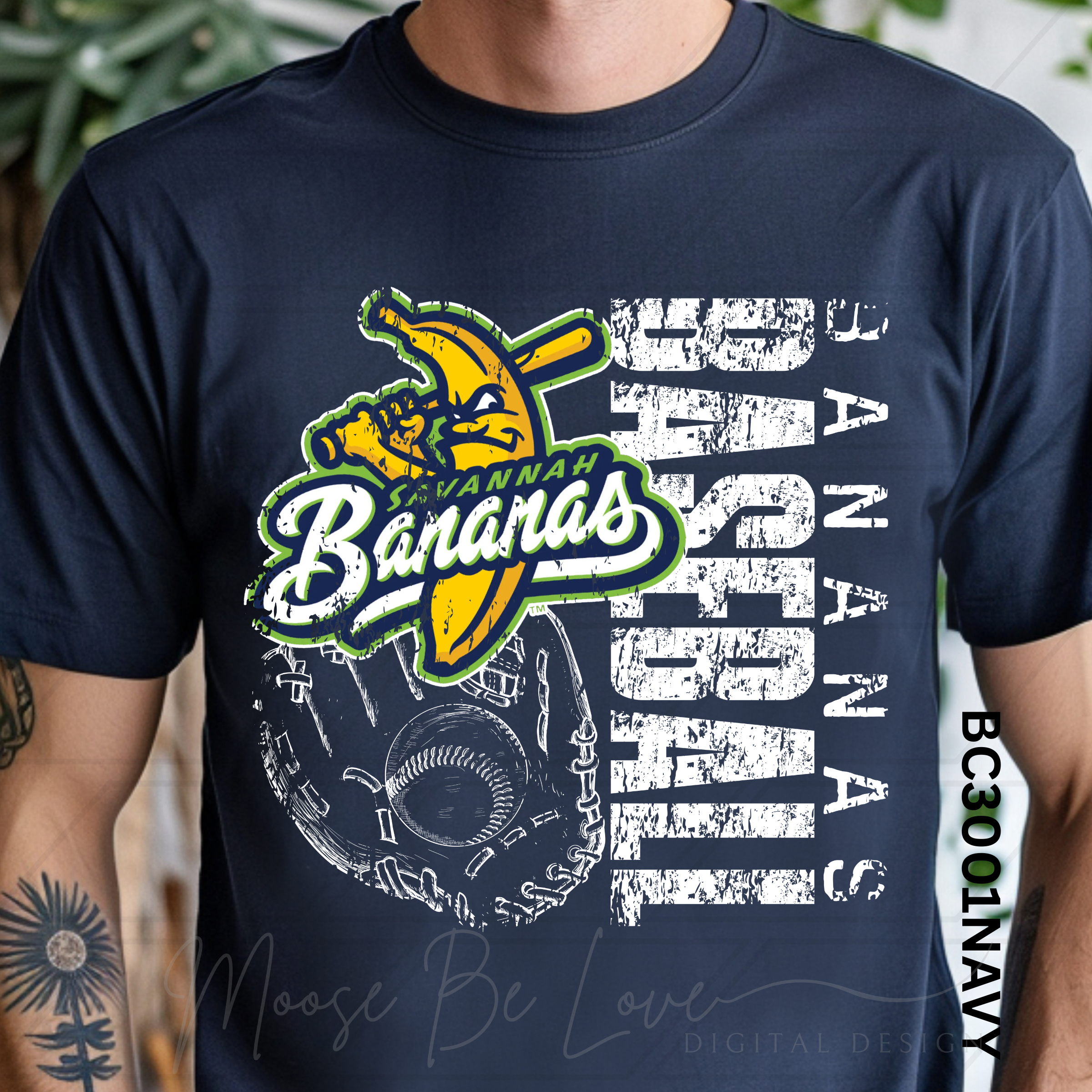 BANANAS DISTRESSED BASEBALL PNG