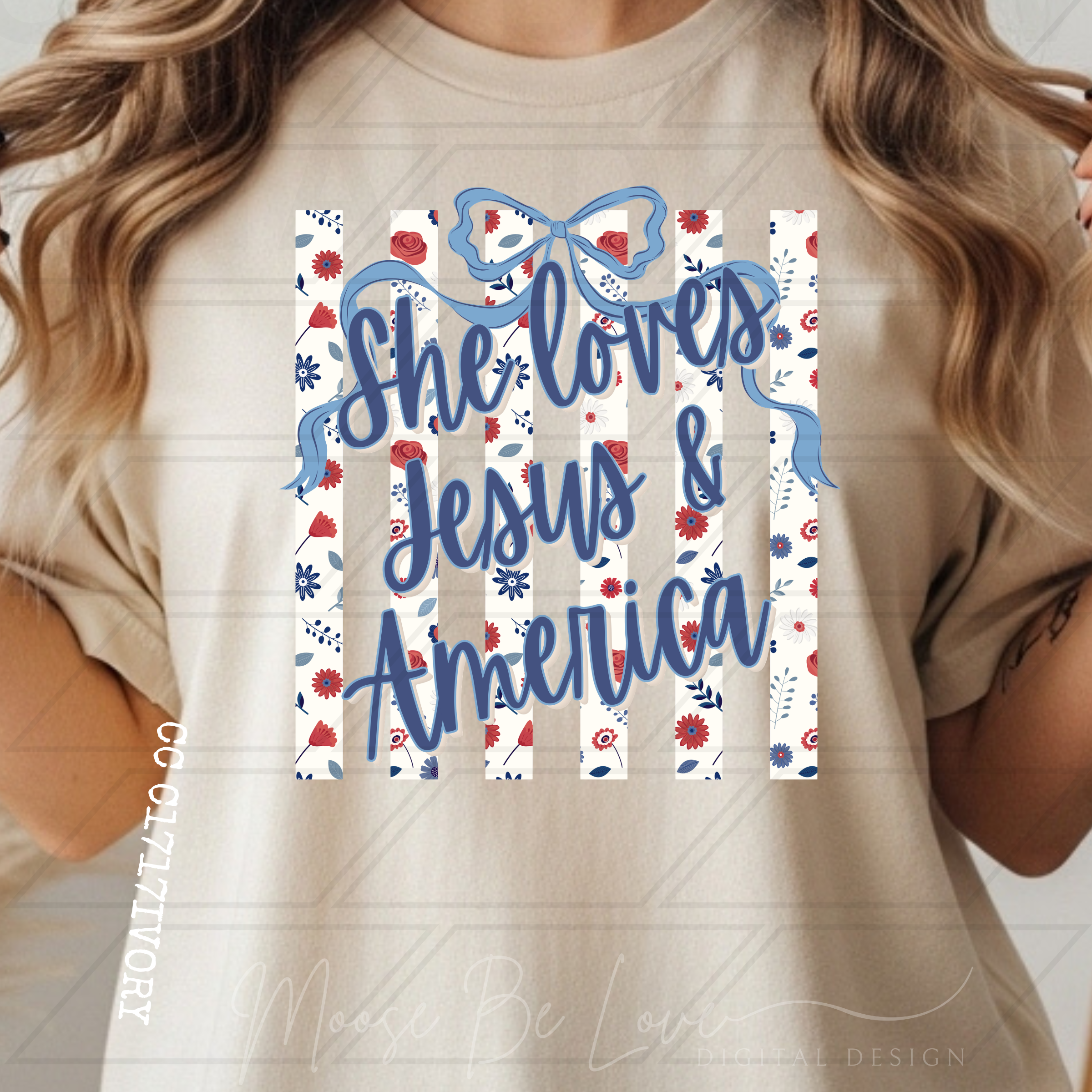 SHE LOVES JESUS AND AMERICA VINTAGE FLORAL VERTICAL STRIPES BUNDLE