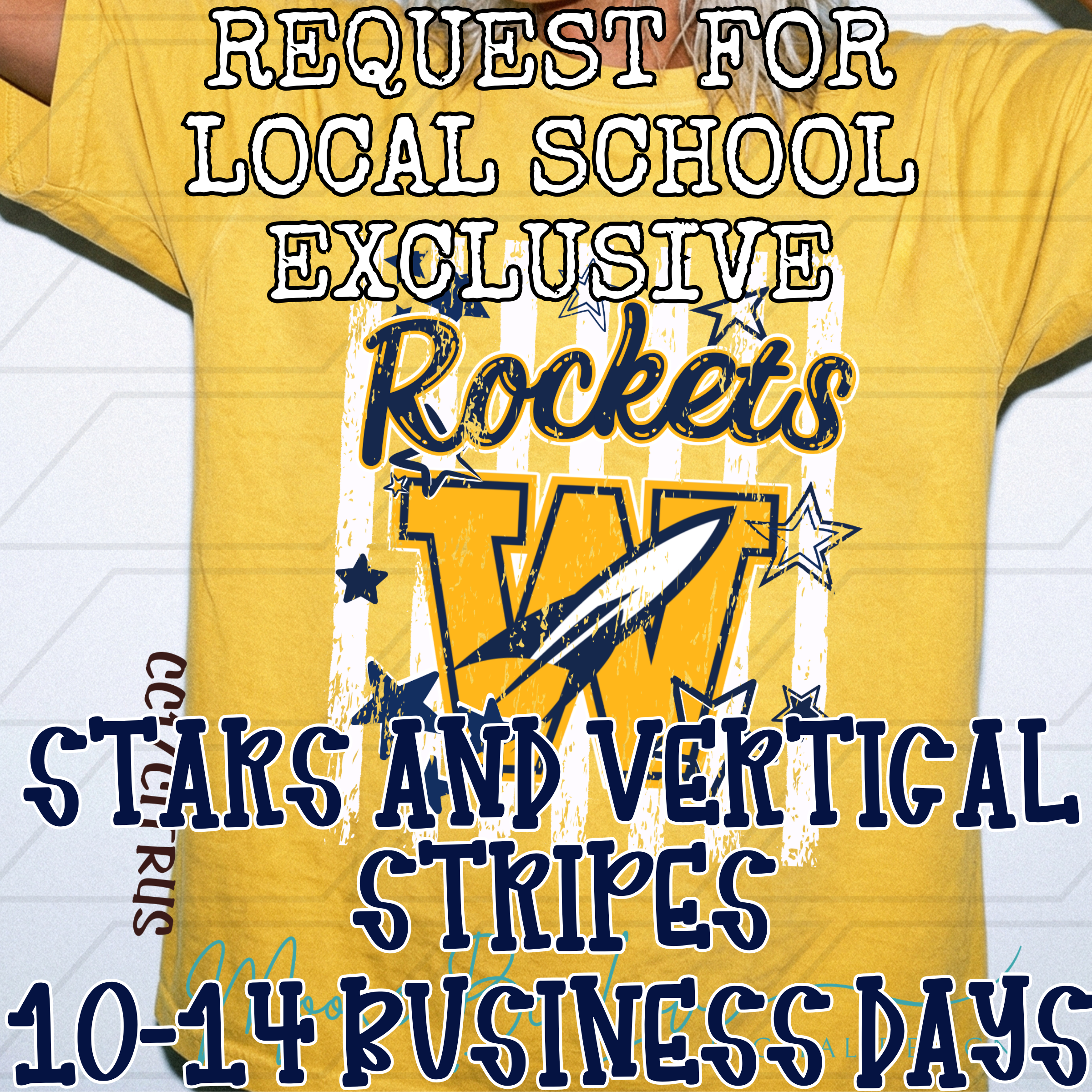 CUSTOM LOCAL SCHOOL STARS AND VERTICAL STRIPES DESIGN*INCLUDES 3 COLOR WAYS*10-14 BUSINESS DAY TAT**