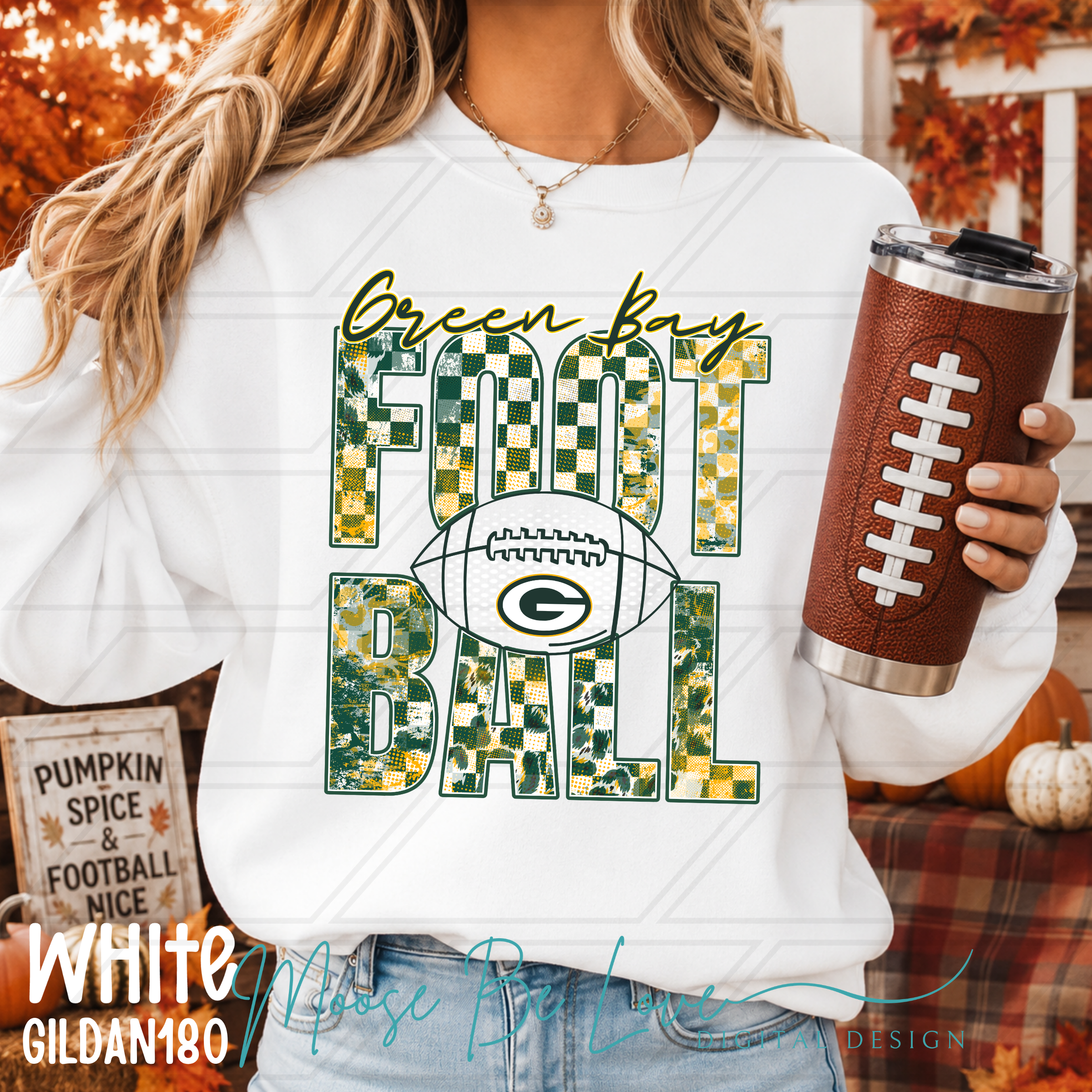 GREEN BAY LEOPARD CHECKERED STACKED FOOTBALL BUNDLE