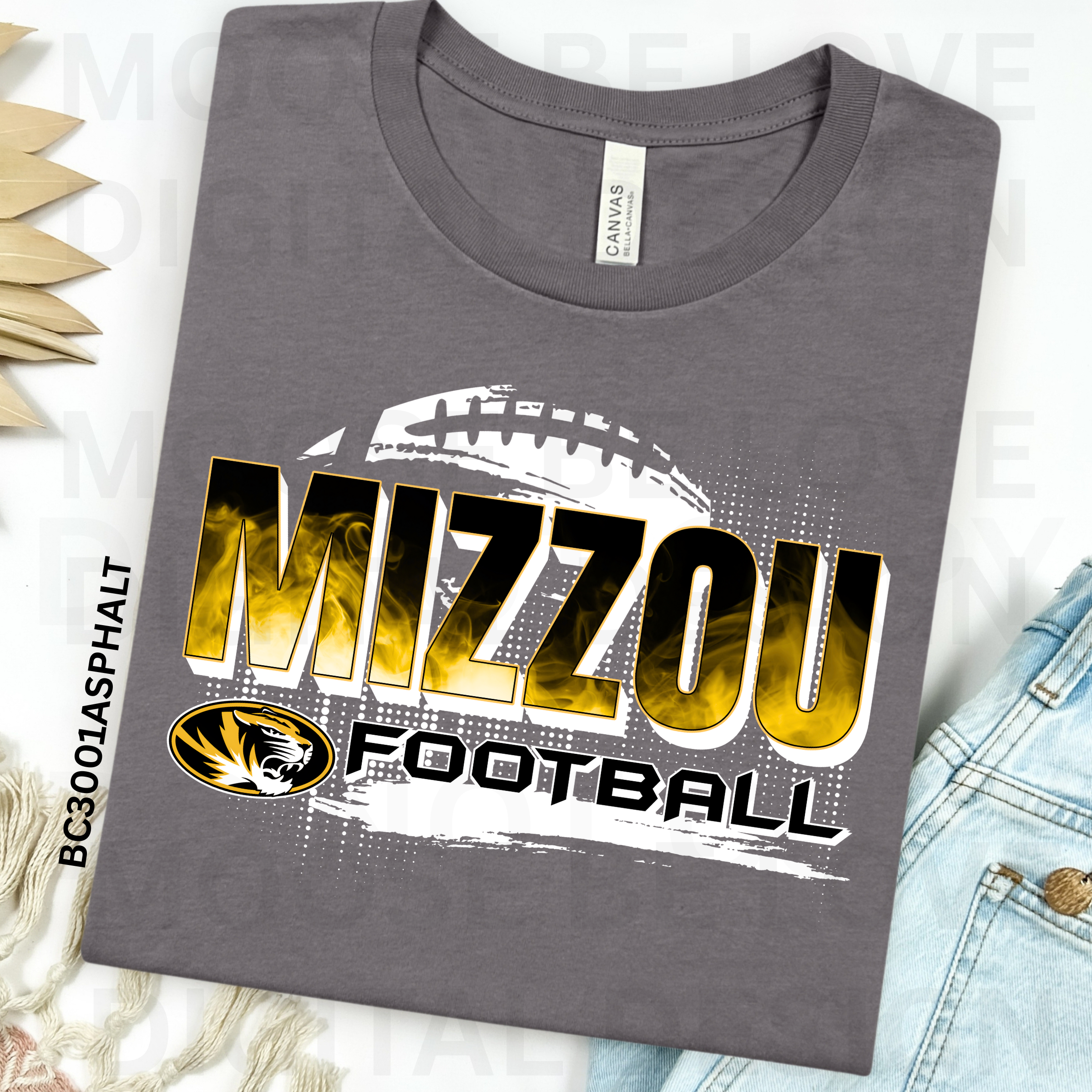 MIZZOU 3D FIRE FOOTBALL BRUSHSTROKE PNG