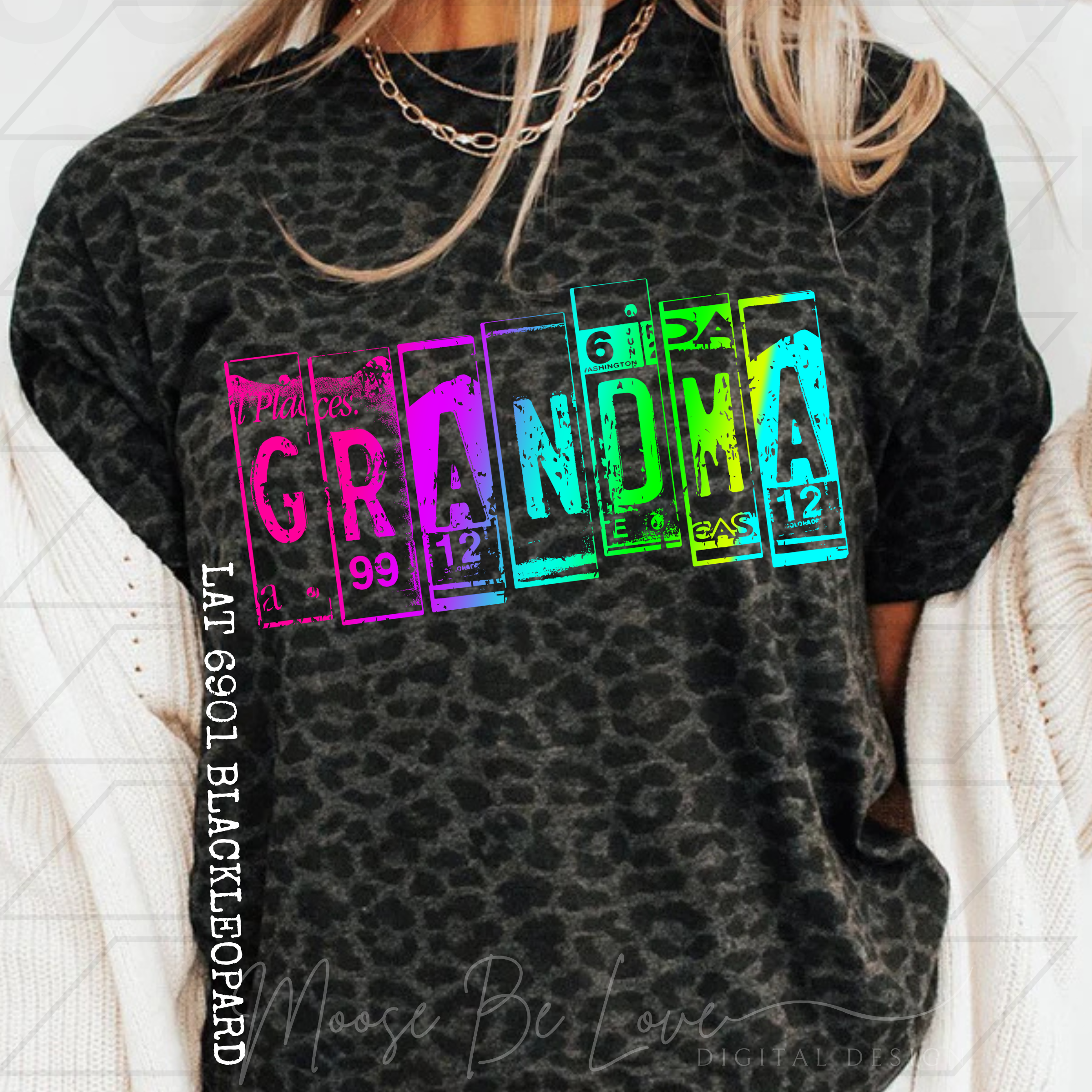 GRANDMA NEON LICENSE PLATE PNG