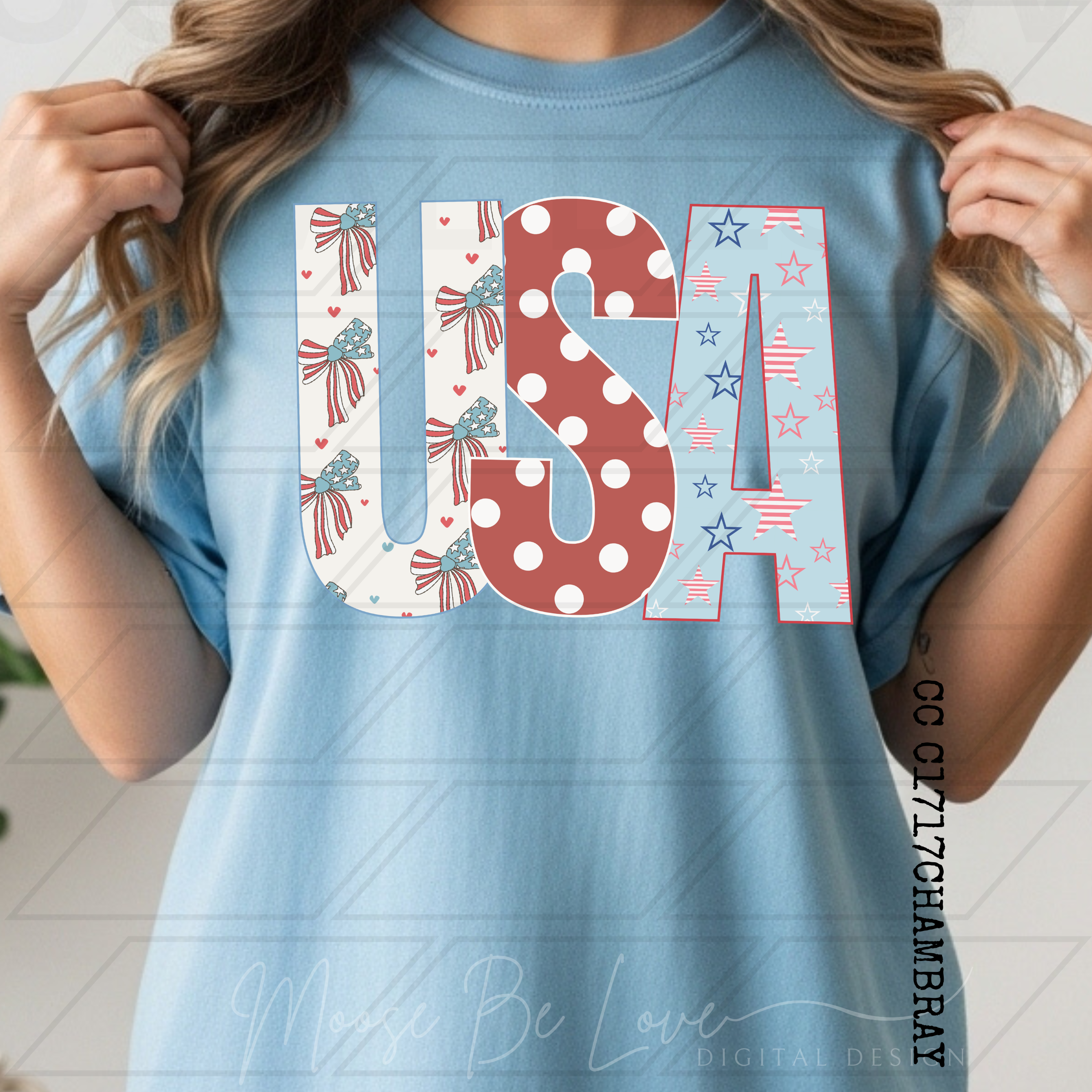 USA BOWS, STARS AND POLKA DOTS PNG