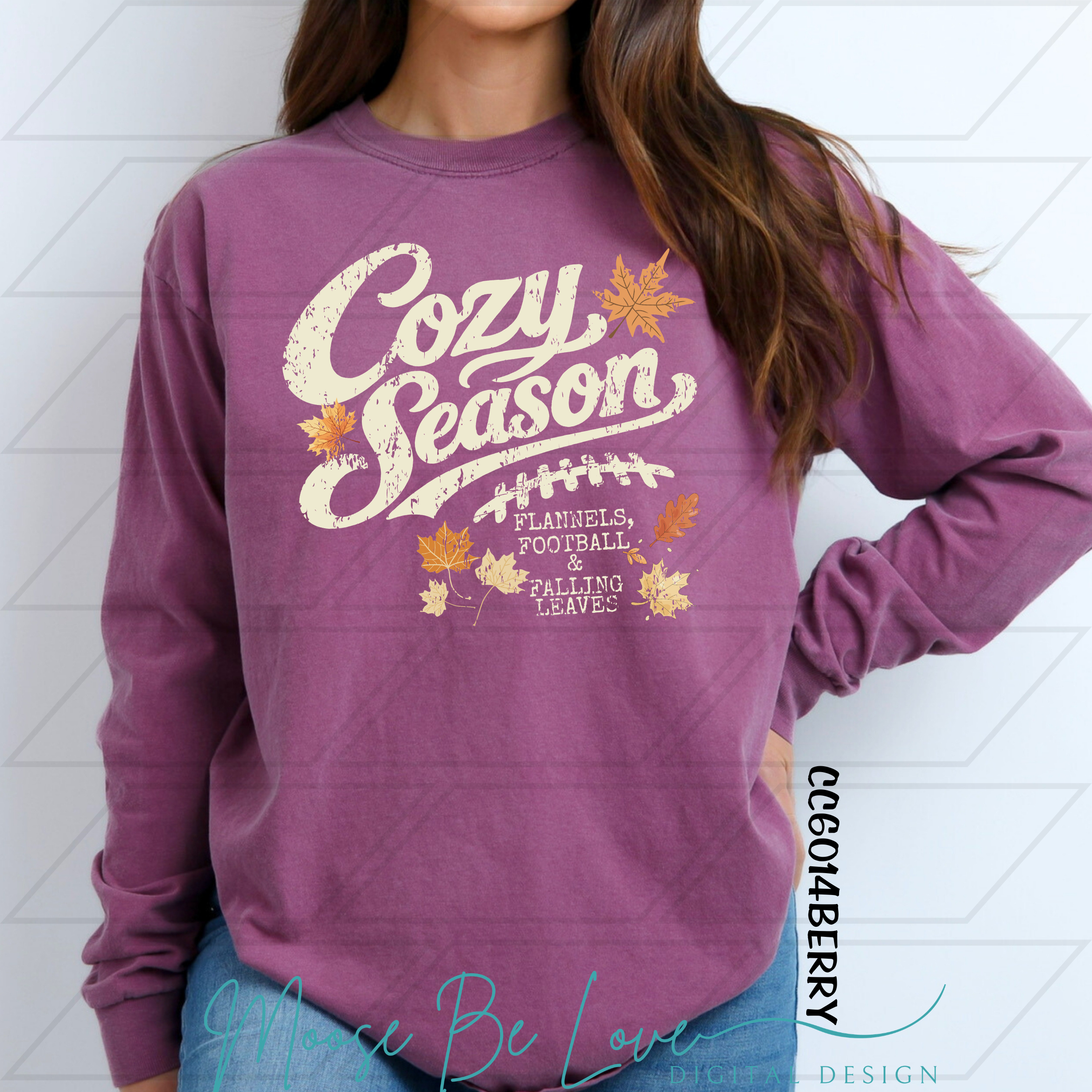 COZY SEASON HAND DRAWN WORD ART FLANNELS, FOOTBALL AND FALLING LEAVES BUNDLE