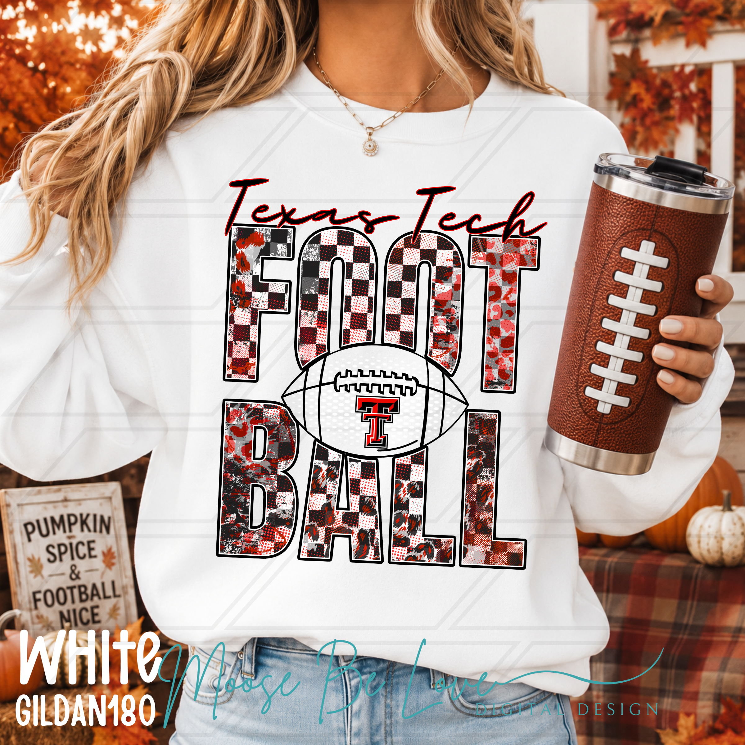 TEXAS TECH CHECKERED LEOPARD STACKED FOOTBALL BUNDLE