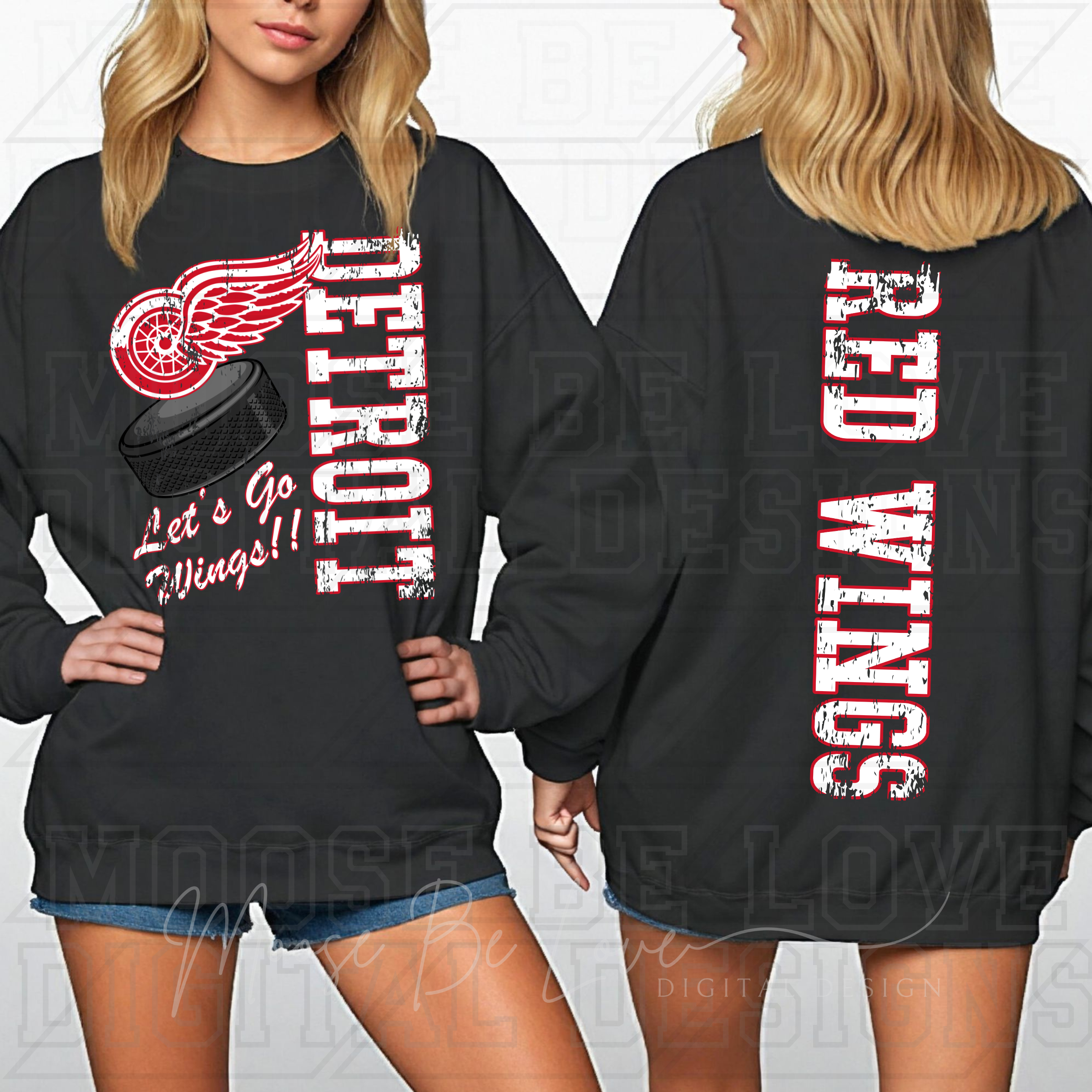 REDWINGS HOCKEY RETRO MASCOT TYPO BUNDLE INCLUDES 2 COLOR OPTIONS