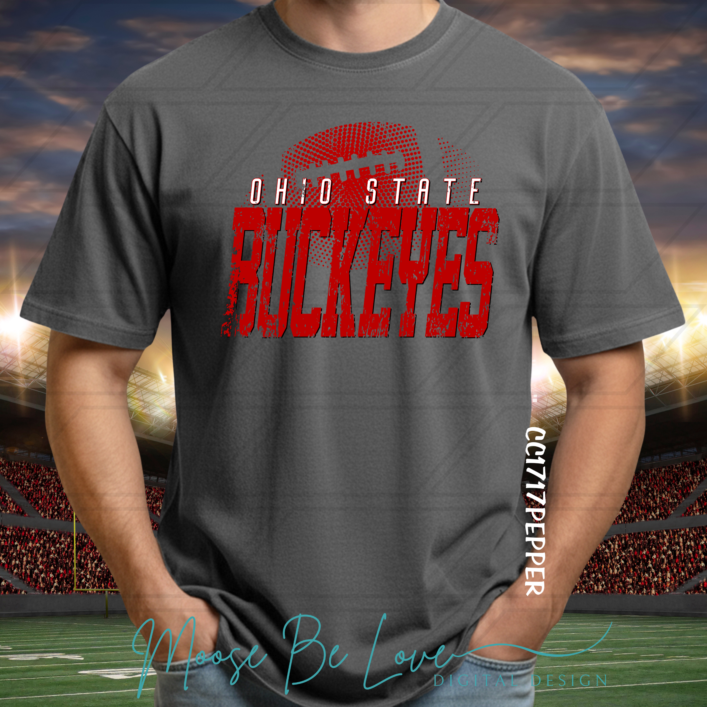 BUCKEYES FOOTBALL BIG STEM HALFTONE BUNDLE