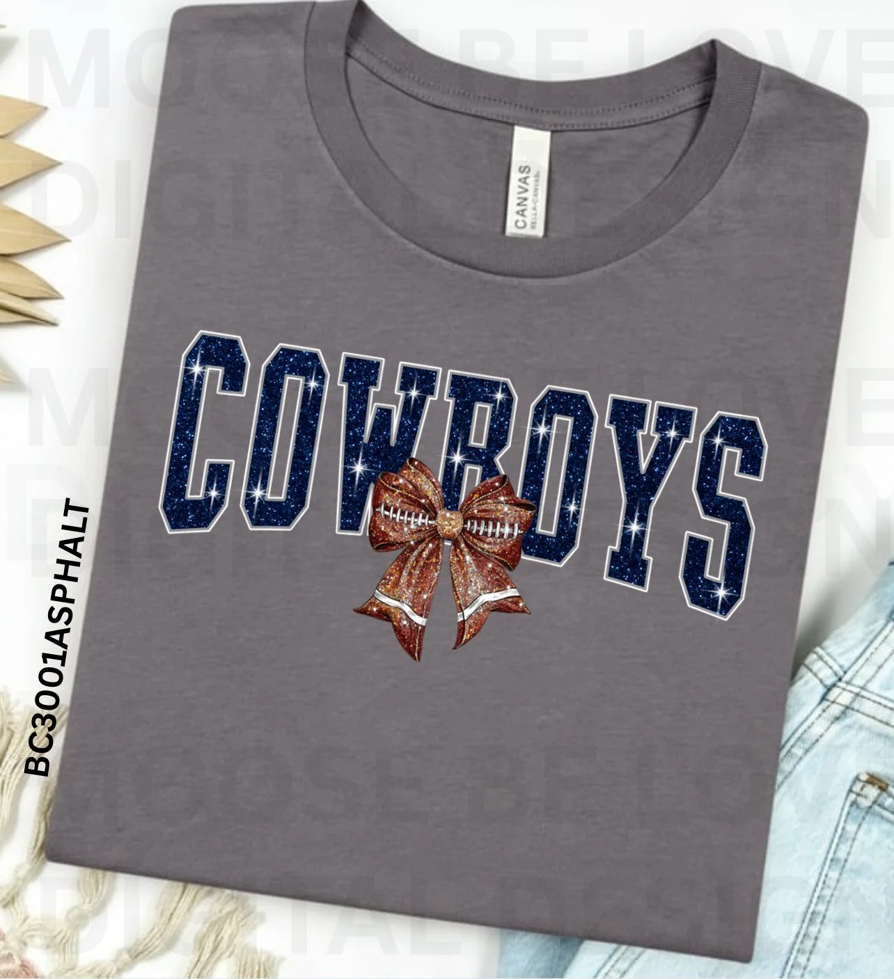 COWBOYS FOOTBALL GLITTER BOW PNG