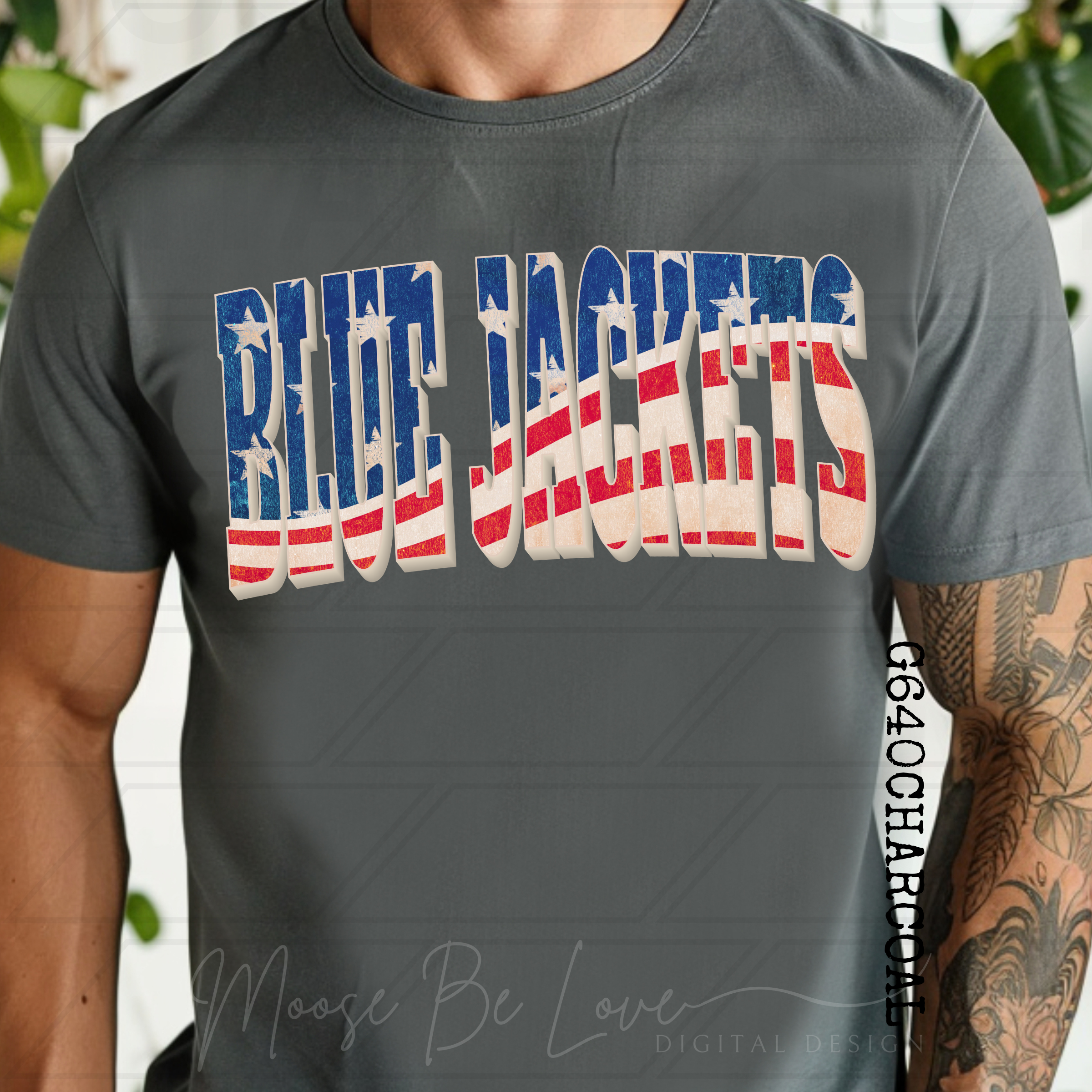 BLUE JACKETS VINTAGE AMERICAN FLAG ARCH PNG