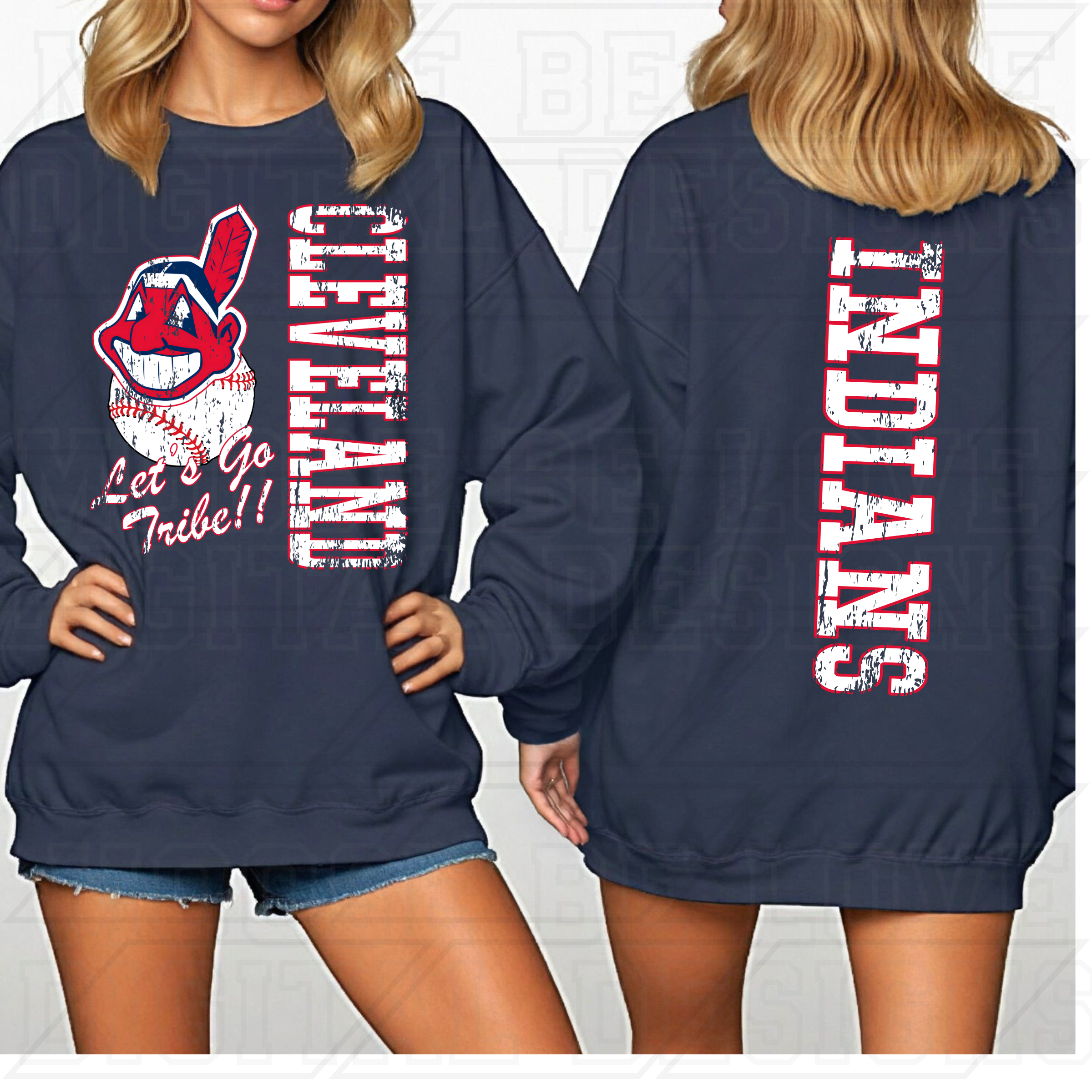 CLEVELAND BASEBALL LET'S GO TRIBE RETRO MASCOT TYPO BUNDLE * INCLUDES 2 COLOR OPTIONS*