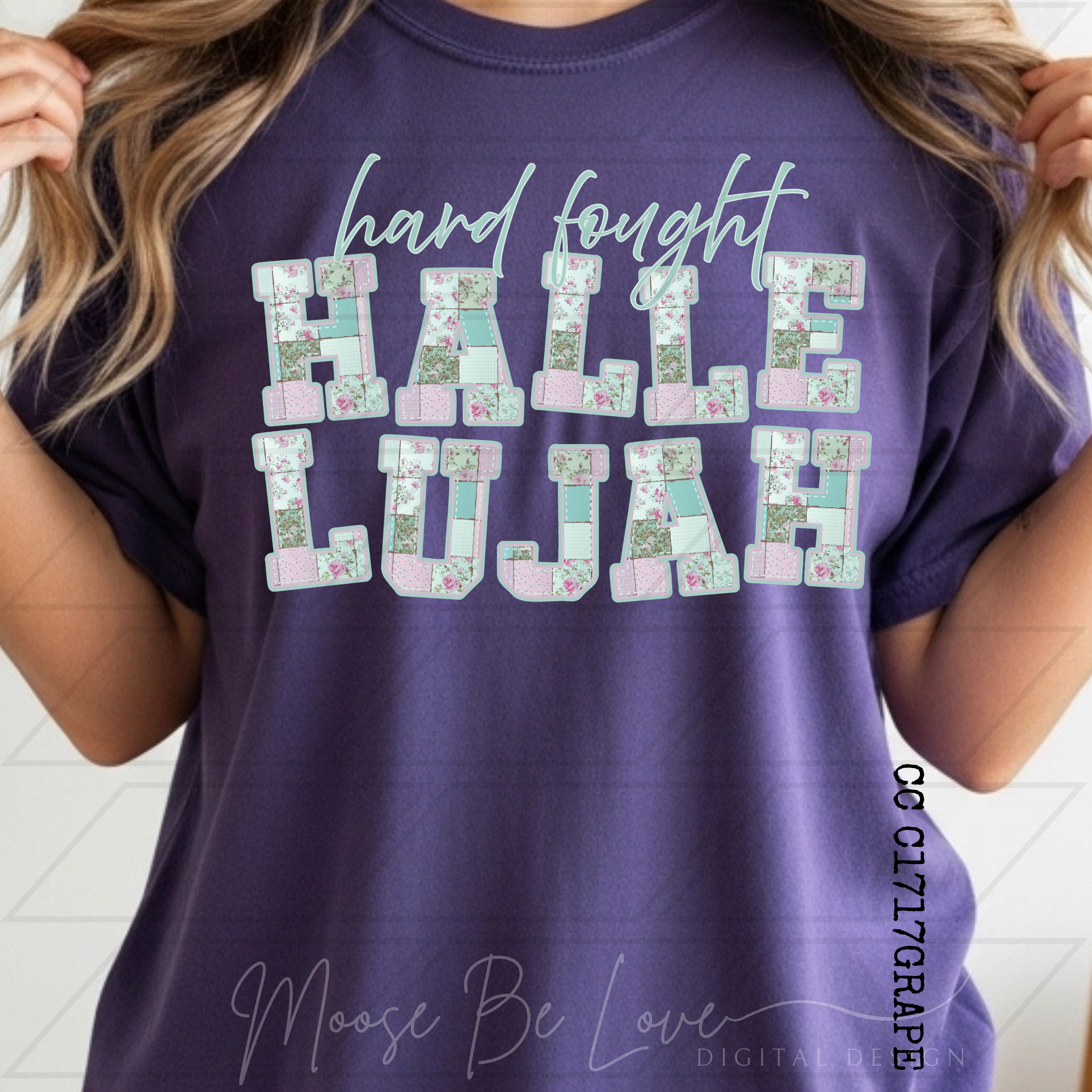 HARD FOUGHT HALLELUJAH AQUA AND LILAC QUILTED STITCH PNG