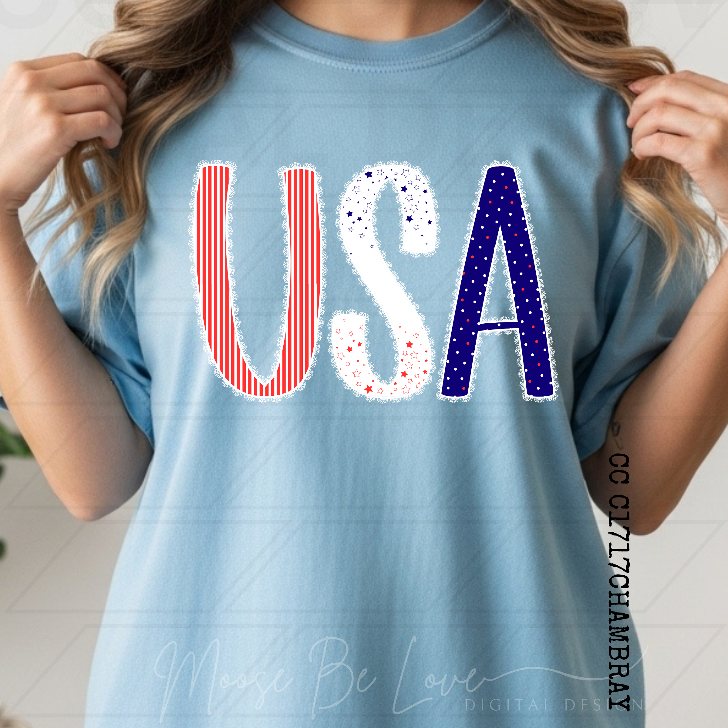 USA STARS, STRIPES AND POLKA DOT LACE PNG