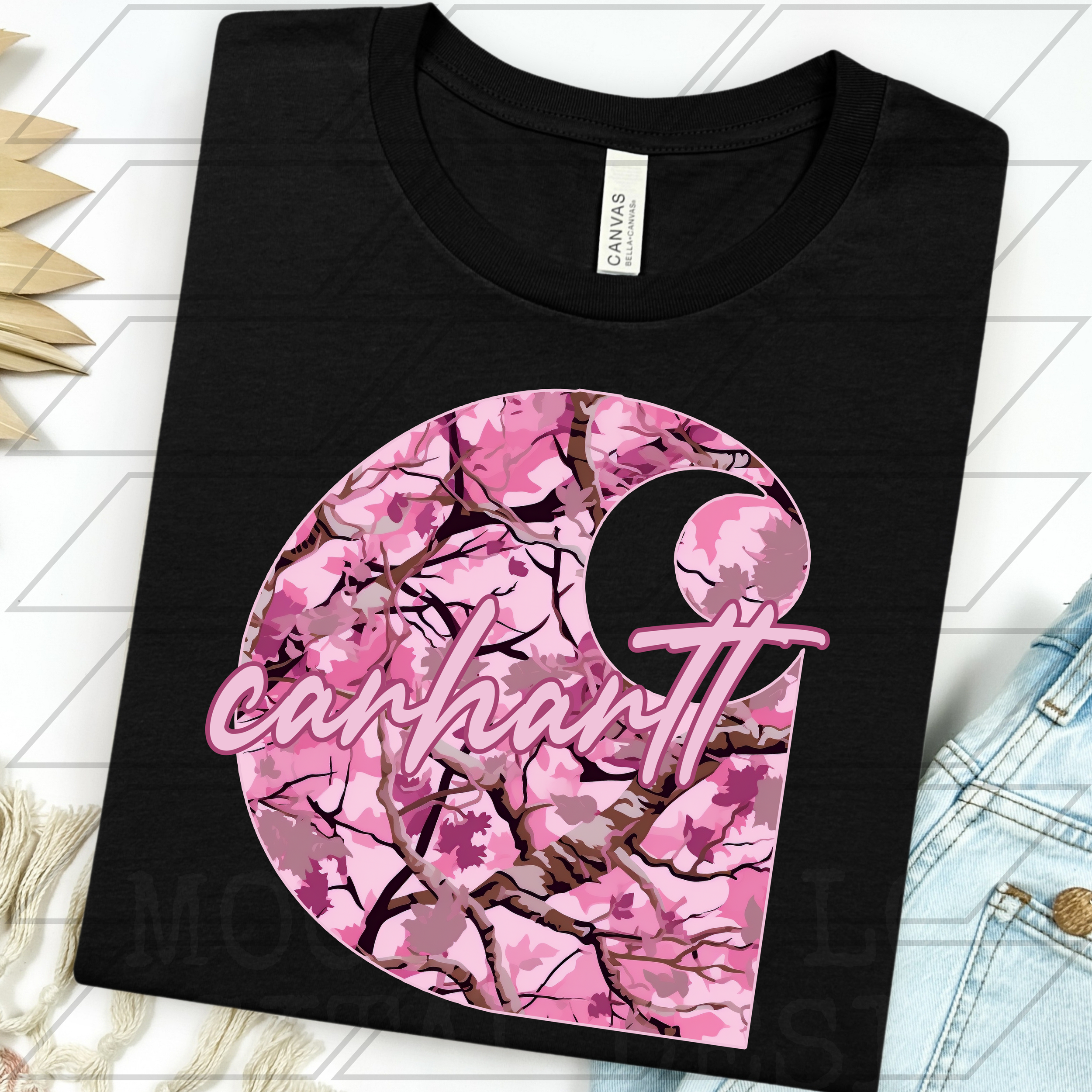 HOT PINK CAMO C@RHARTT VARSITY SIGNATURE PNG