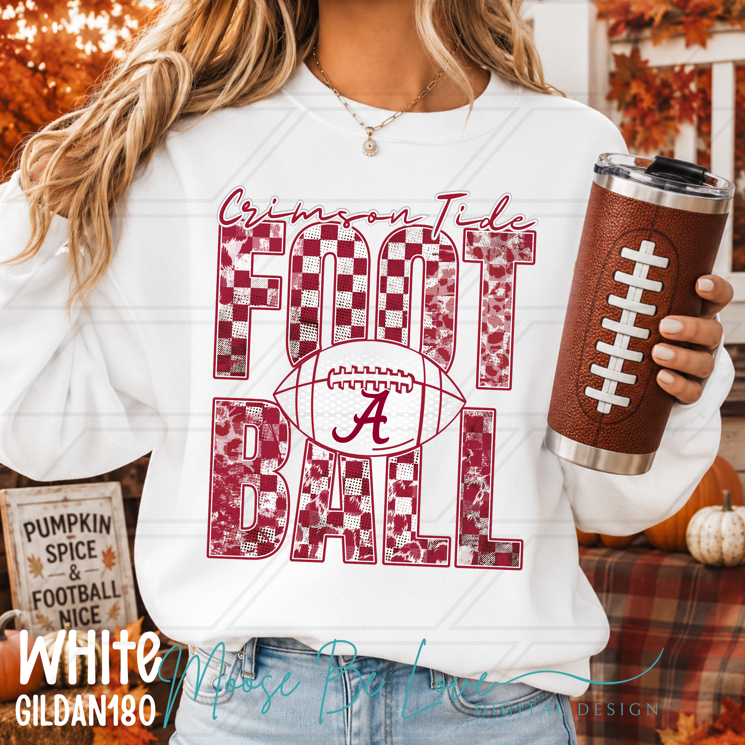 ALABAMA CHECKERED LEOPARD STACKED FOOTBALL BUNDLE