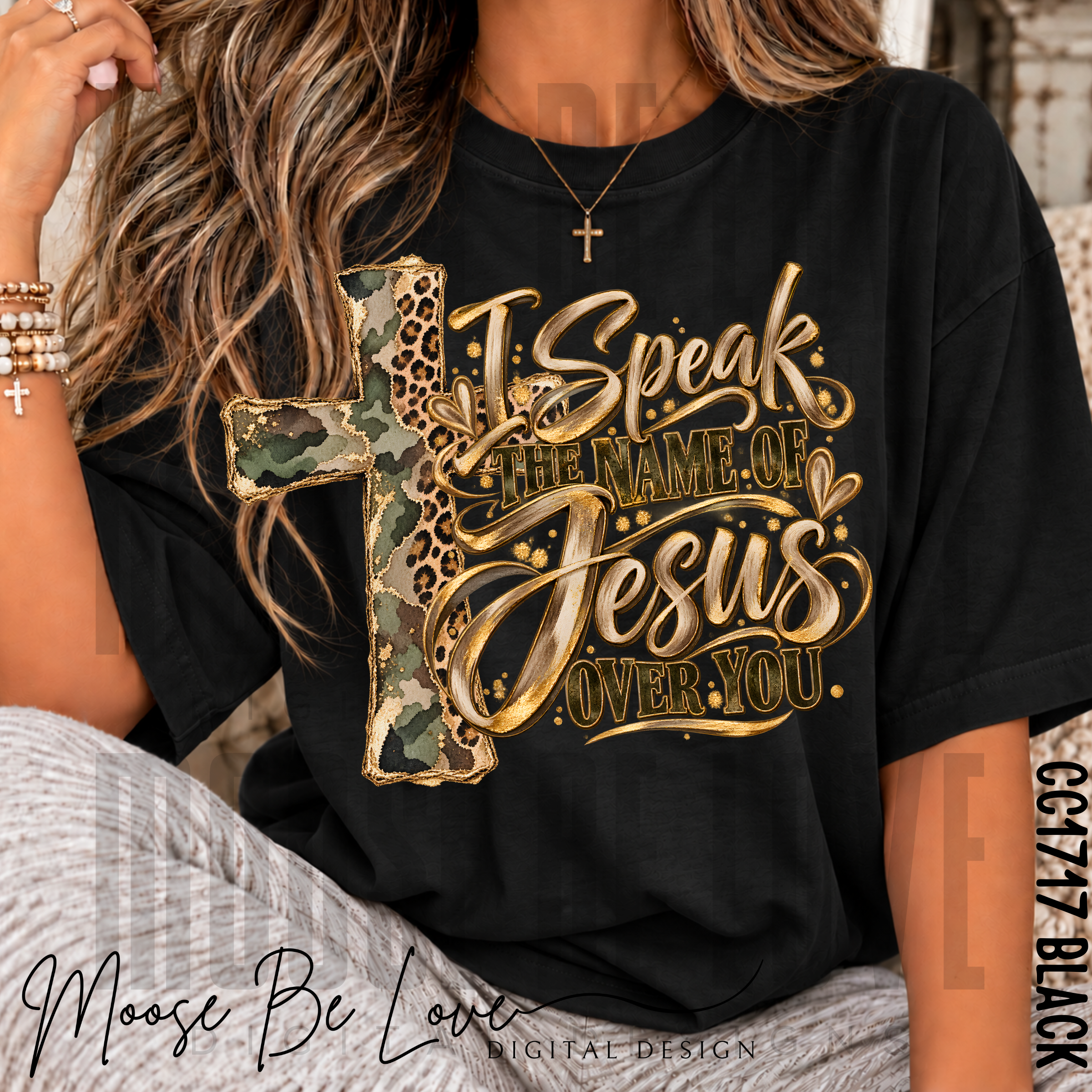 I SPEAK THE NAME OF JESUS OVER YOU CAMO LEOPARD CROSS PNG