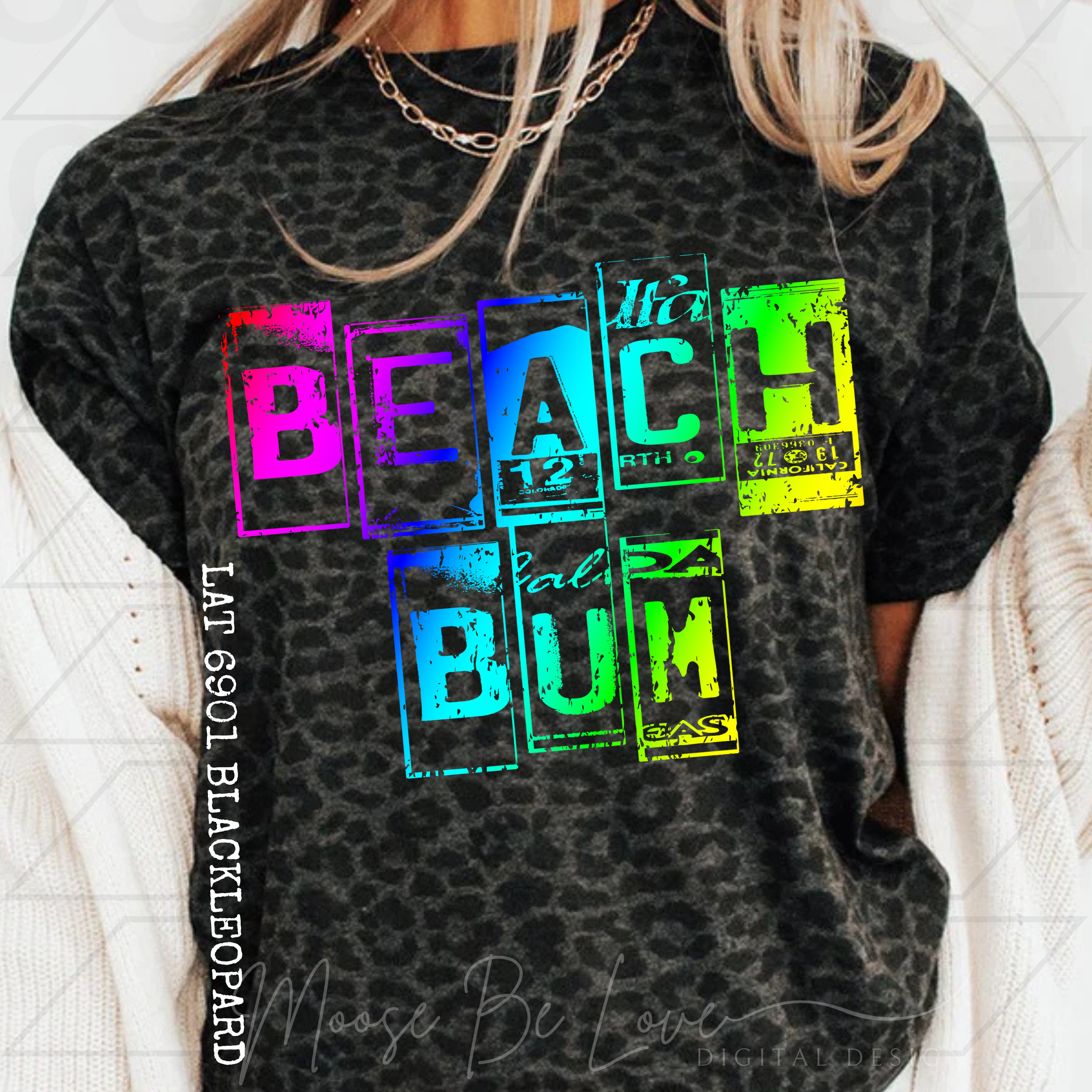 BEACH BUM NEON LICENSE PLATE PNG