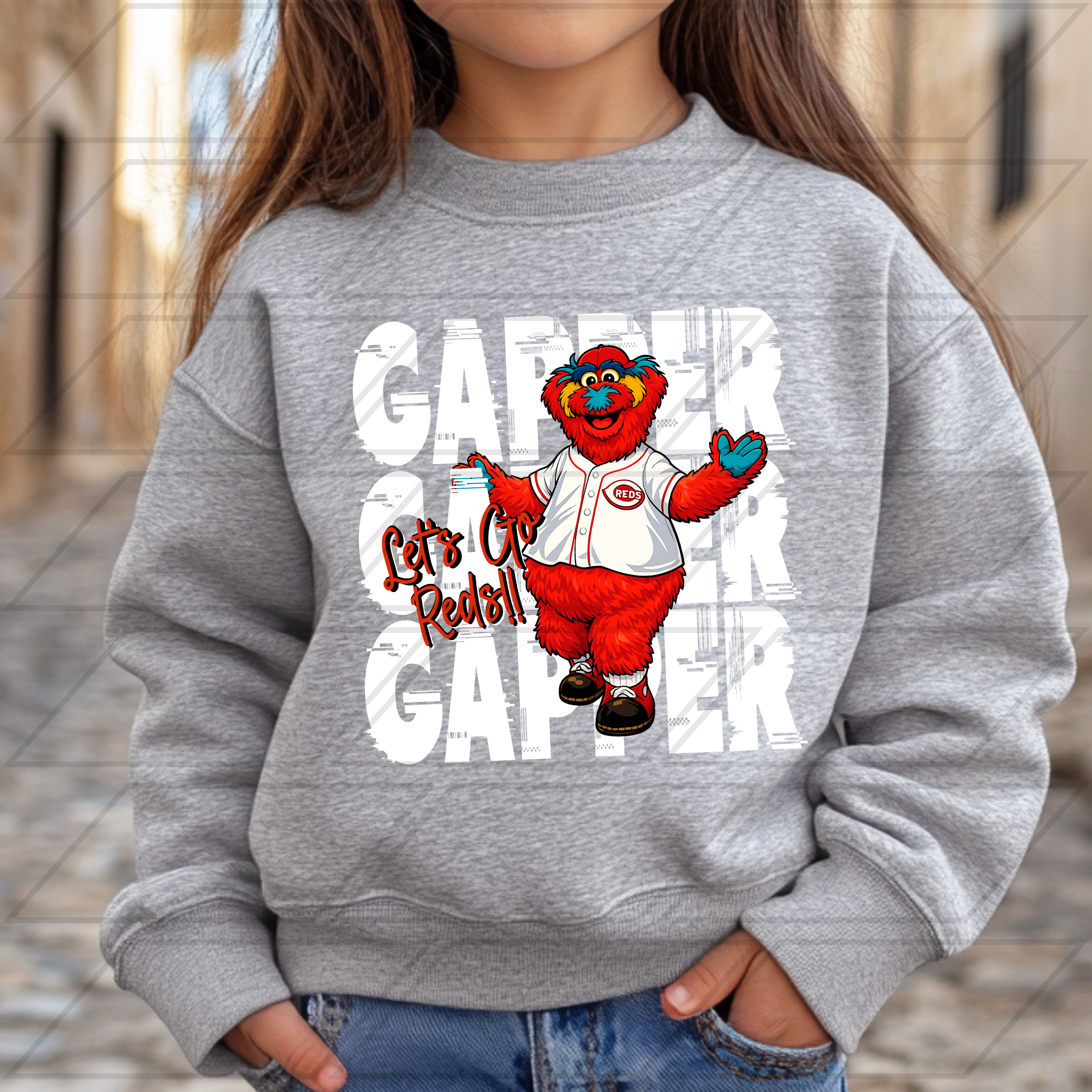 CINCINNATI BASEBALL MASCOT  GAPPER STACKED GLITCH PNG