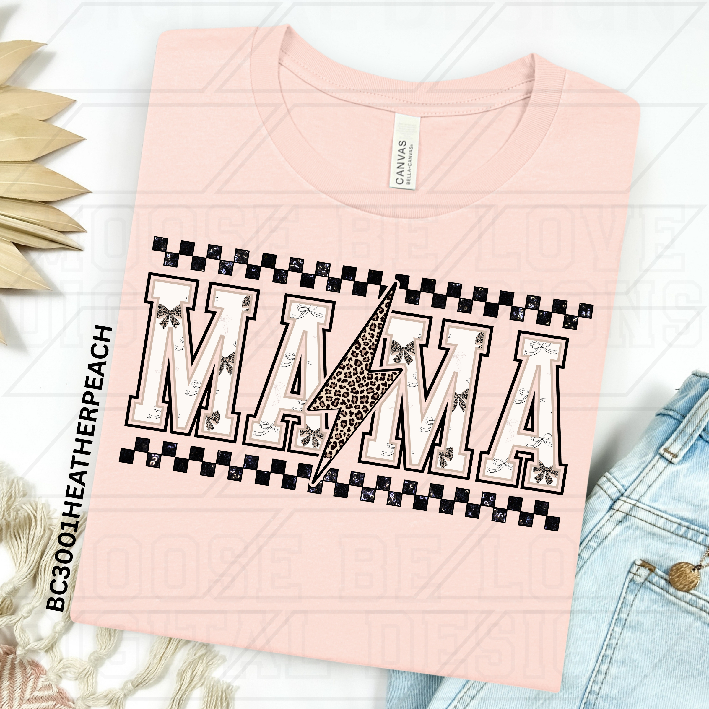 LEOPARD BOW CHECKERED MAMA LIGHTNING BOLT PNG