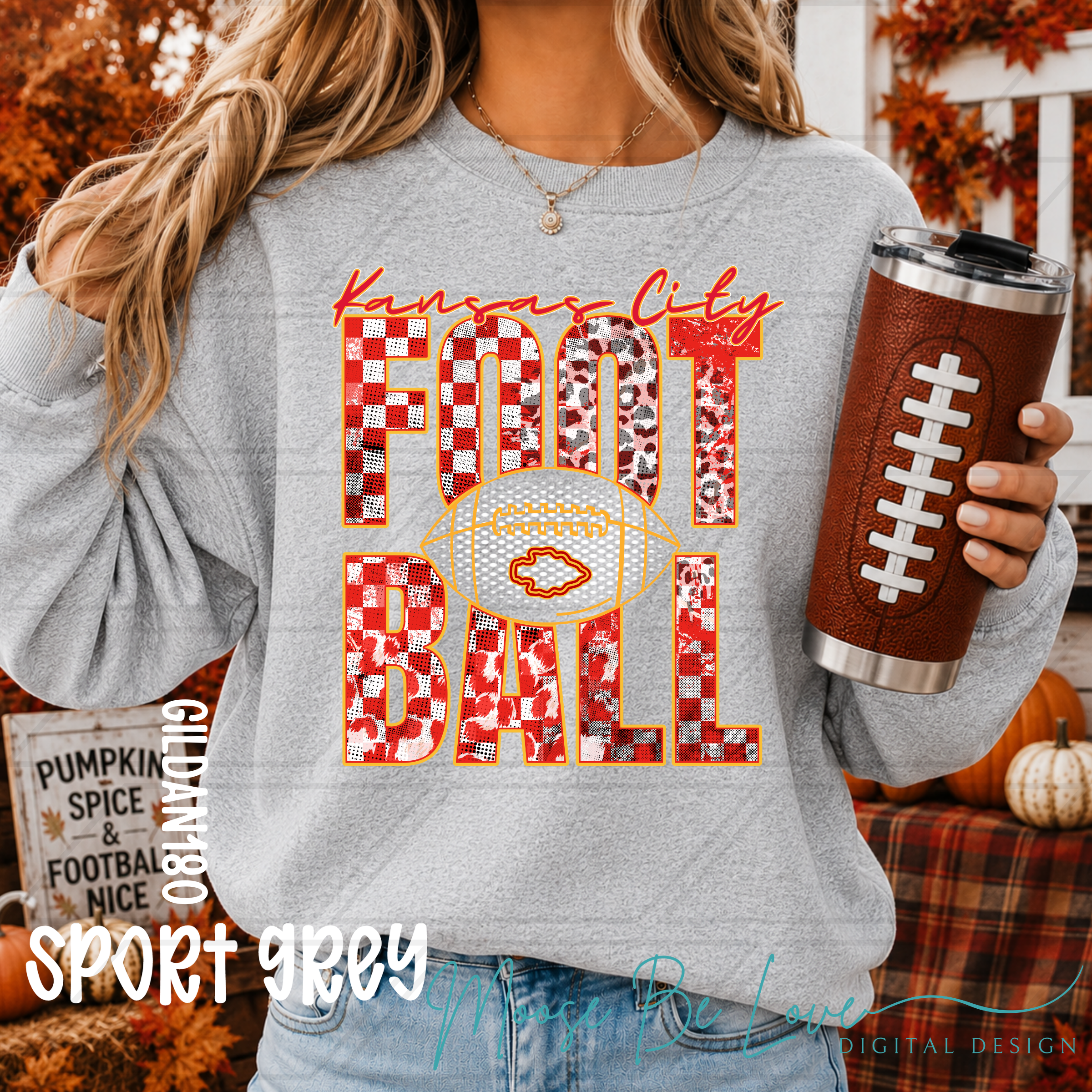 KANSAS CITY FOOTBALL CHECKERED LEOPARD STACKED NO LOGO BUNDLE