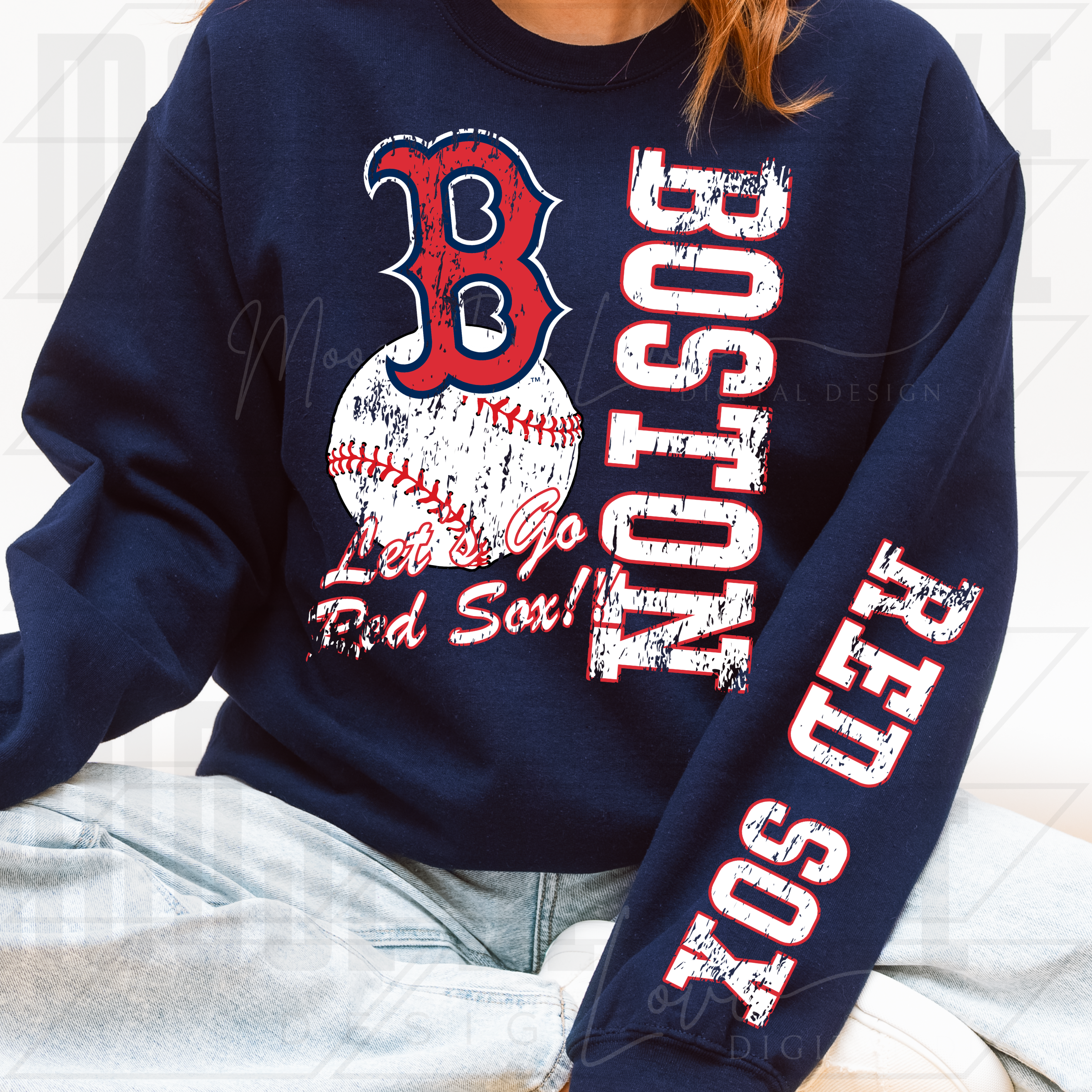 RED SOX BASEBALL RETRO MASCOT TYPO *INCLUDES 2 COLOR OPTIONS*