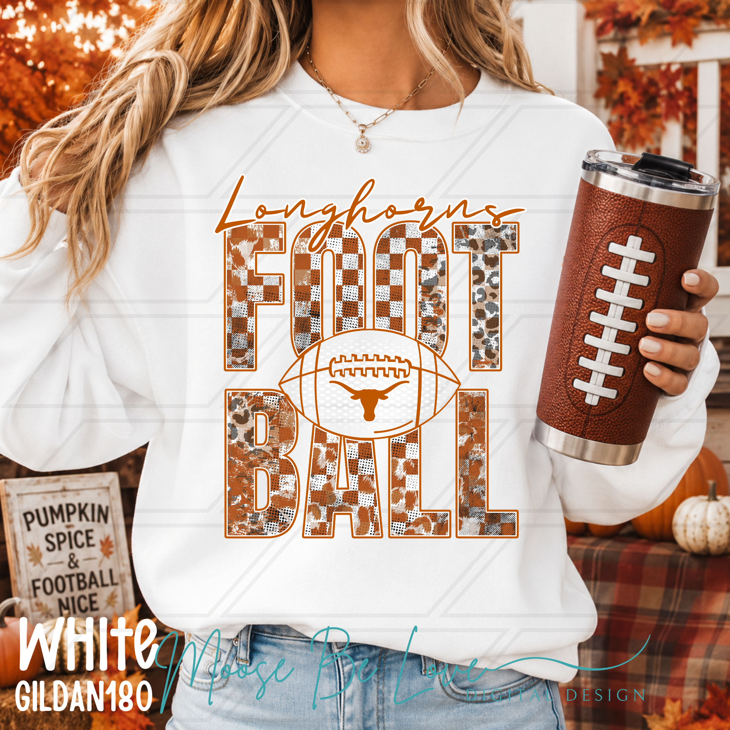 LONGHORNS CHECKERED LEOPARD STACKED FOOTBALL BUNDLE