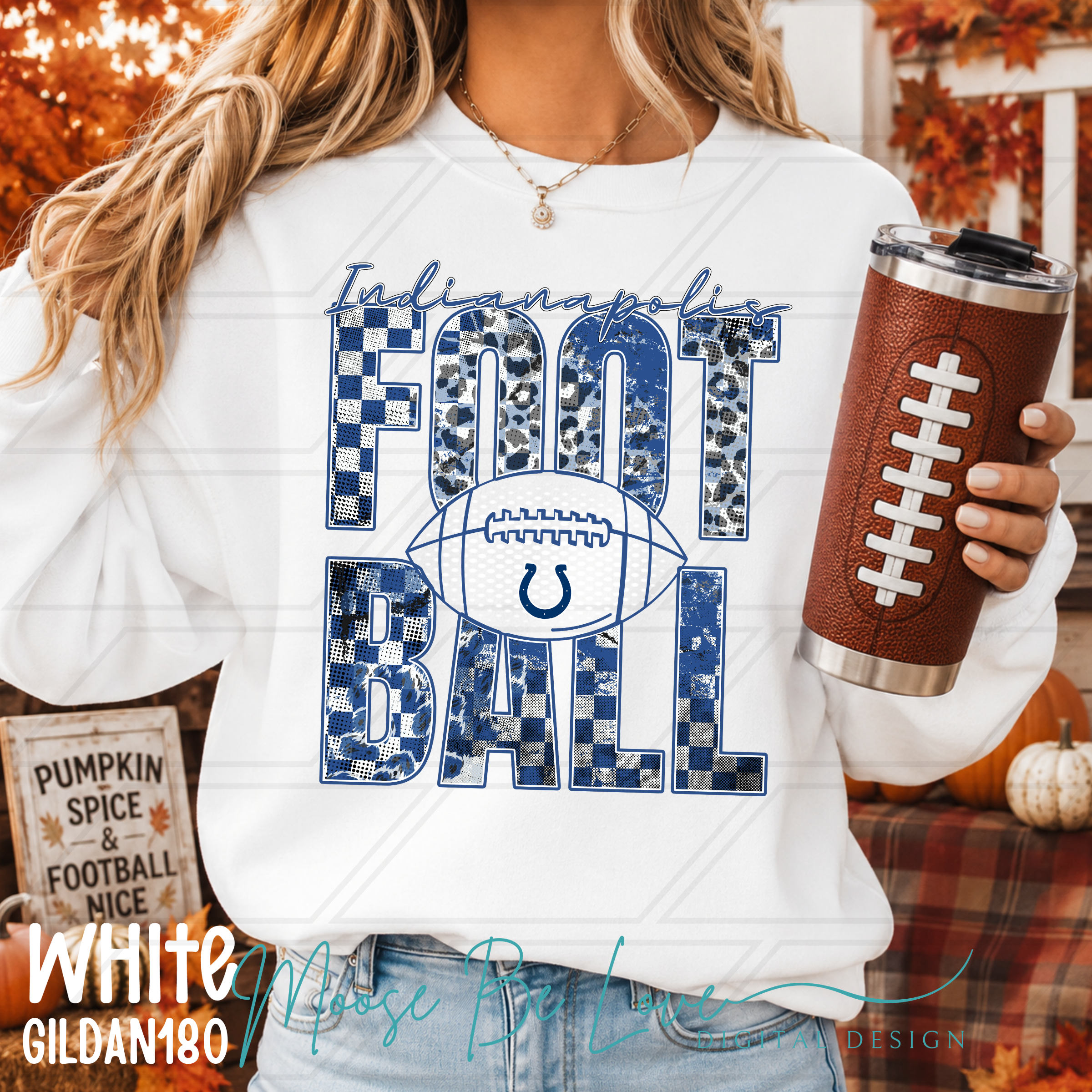 COLTS CHECKERED LEOPARD STACKED FOOTBALL BUNDLE