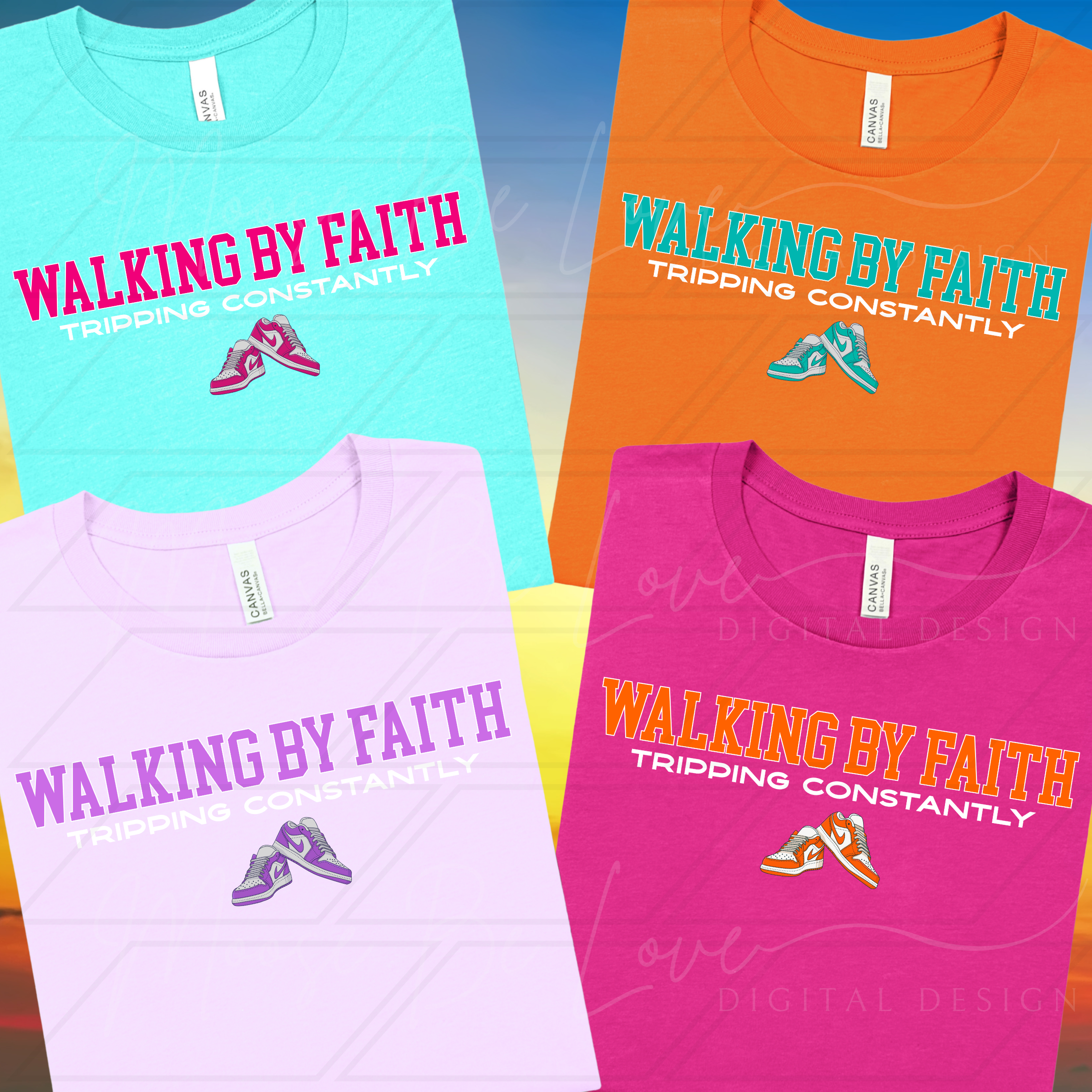 WALKING BY FAITH TRIPPING CONSTANTLY SWOOSH DUNKS BRIGHT SUMMER COLORS BUNDLE
