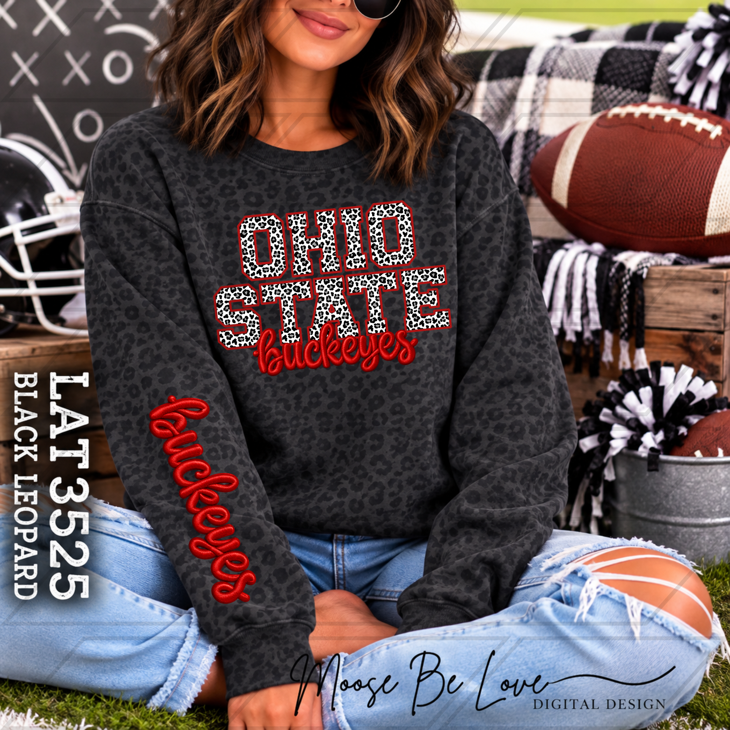 OHIO STATE BLACK AND GRAY FAUX EMBROIDERY LEOPARD BUNDLE