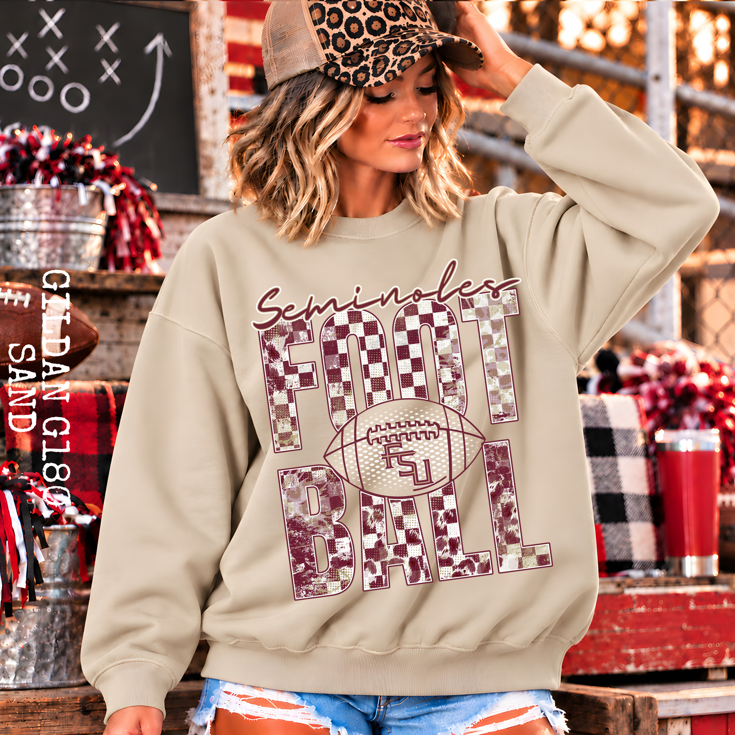 SEMINOLES LEOPARD CHECKERED STACKED FOOTBALL BUNDLE
