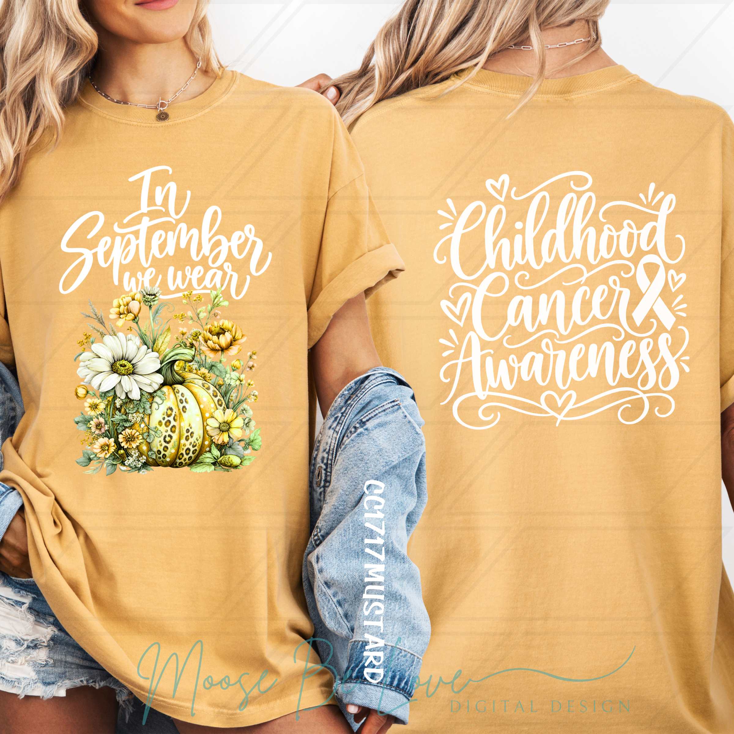 IN SEPTEMBER WE WEAR YELLOW FALL FLORAL PUMPKIN CHILDHOOD CANCER AWARENESS BUNDLE