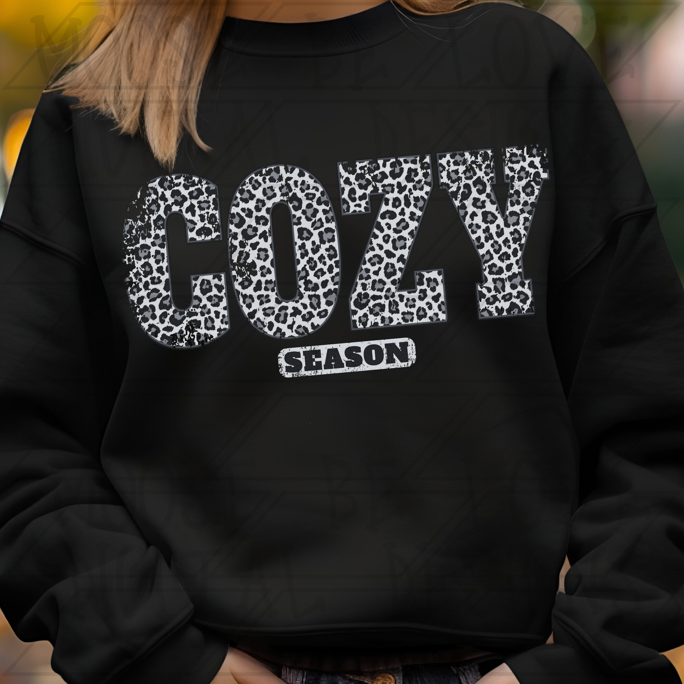 COZY SEASON GRAY VINTAGE LEOPARD PNG