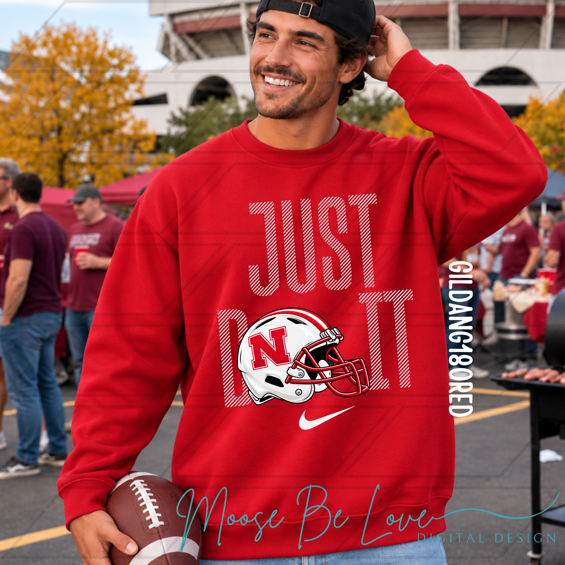 JUST DO IT NEBRASKA SWOOSH HELMET BUNDLE