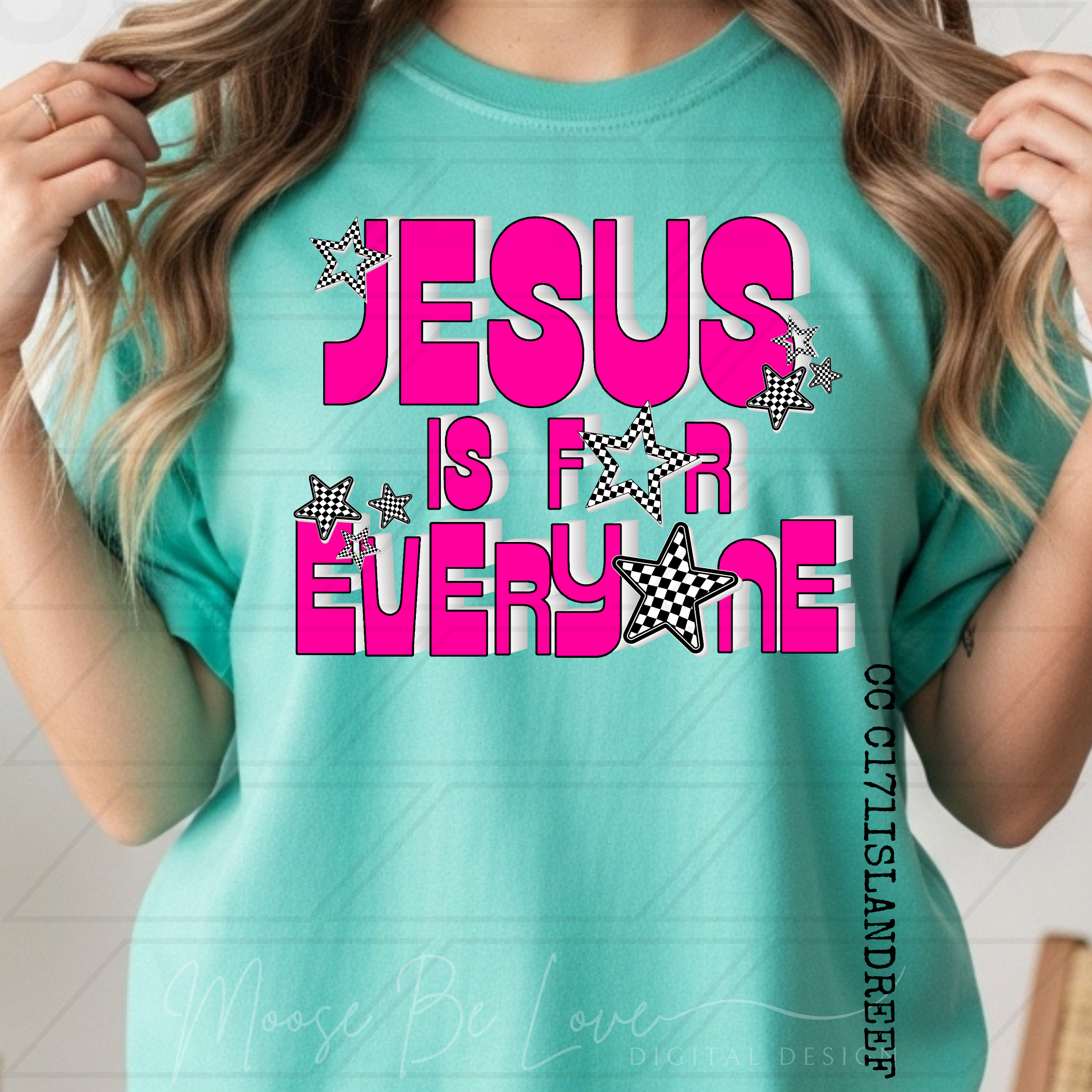 JESUS IS FOR EVERYONE 3D CHECKERED STARS PNG