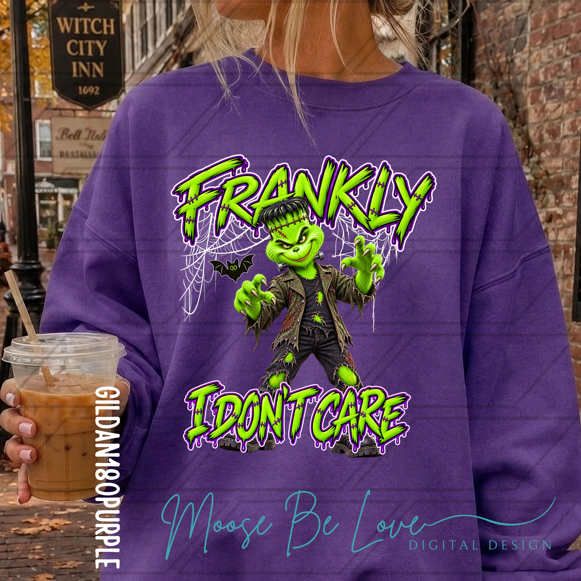 FRANKLY I DON'T CARE GREEN MONSTER FRANKENSTEIN PNG