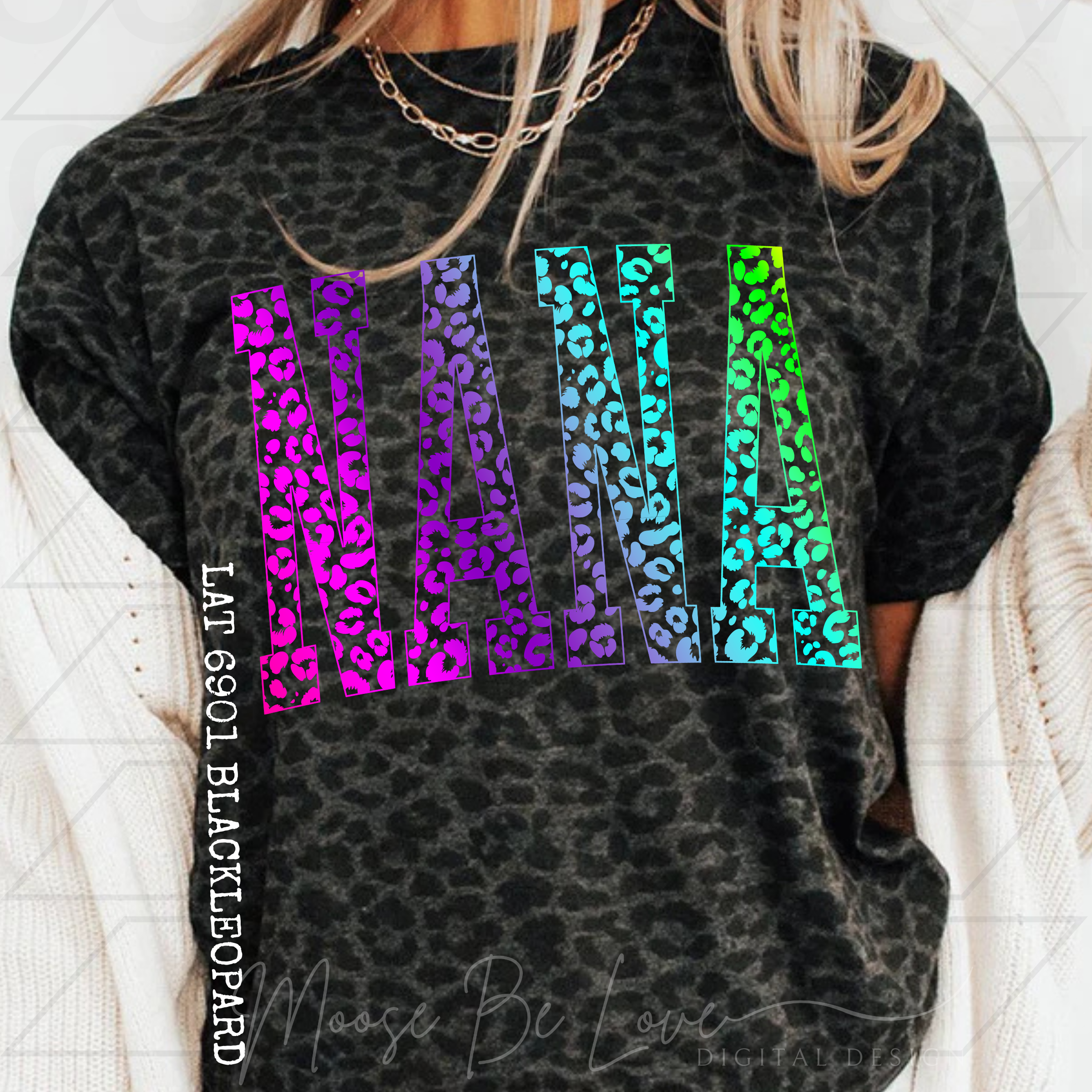 NEON LEOPARD TALL NANA ARCH PNG