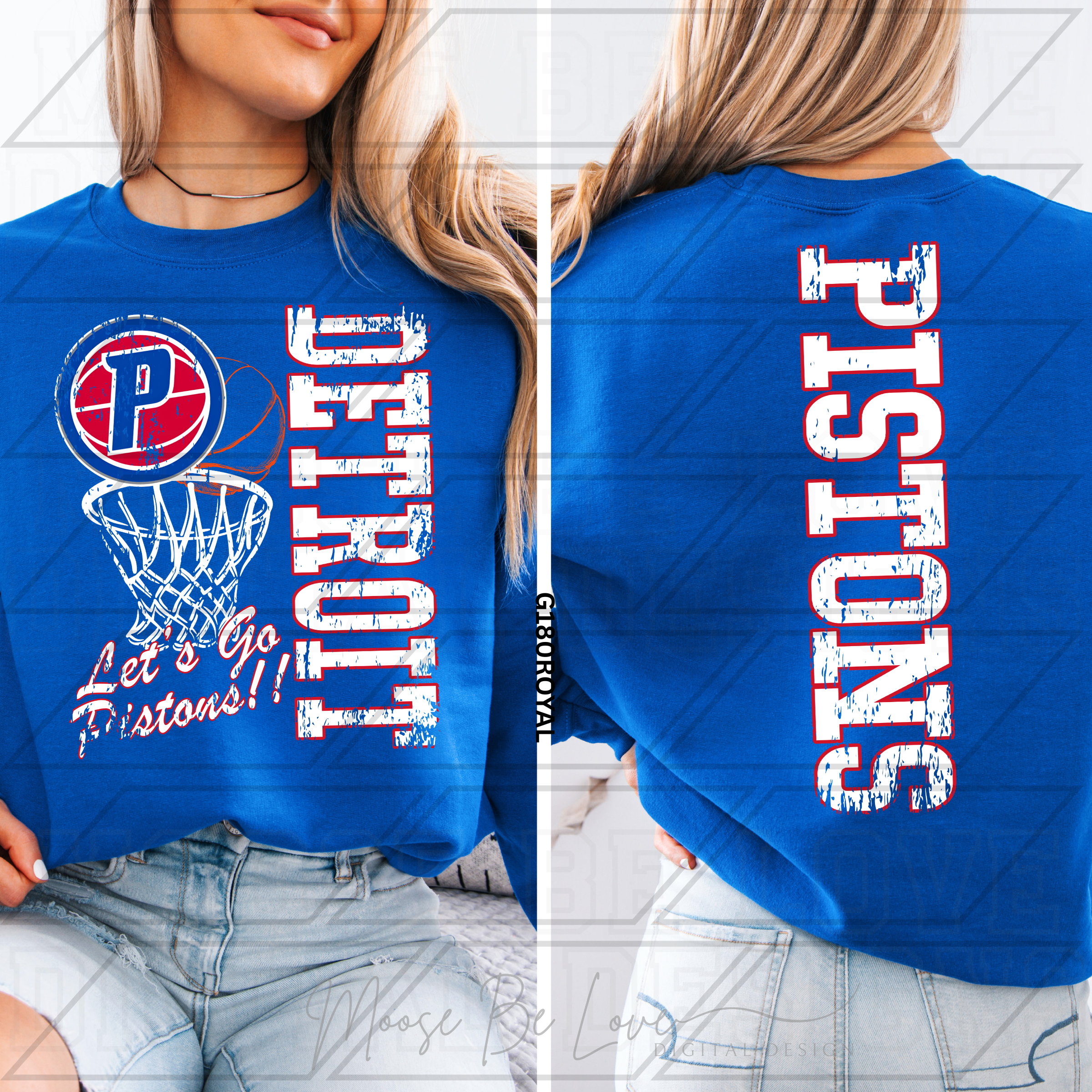 PISTONS BASKETBALL RETRO MASCOT TYPO BUNDLE INCLUDES 2 COLOR OPTIONS