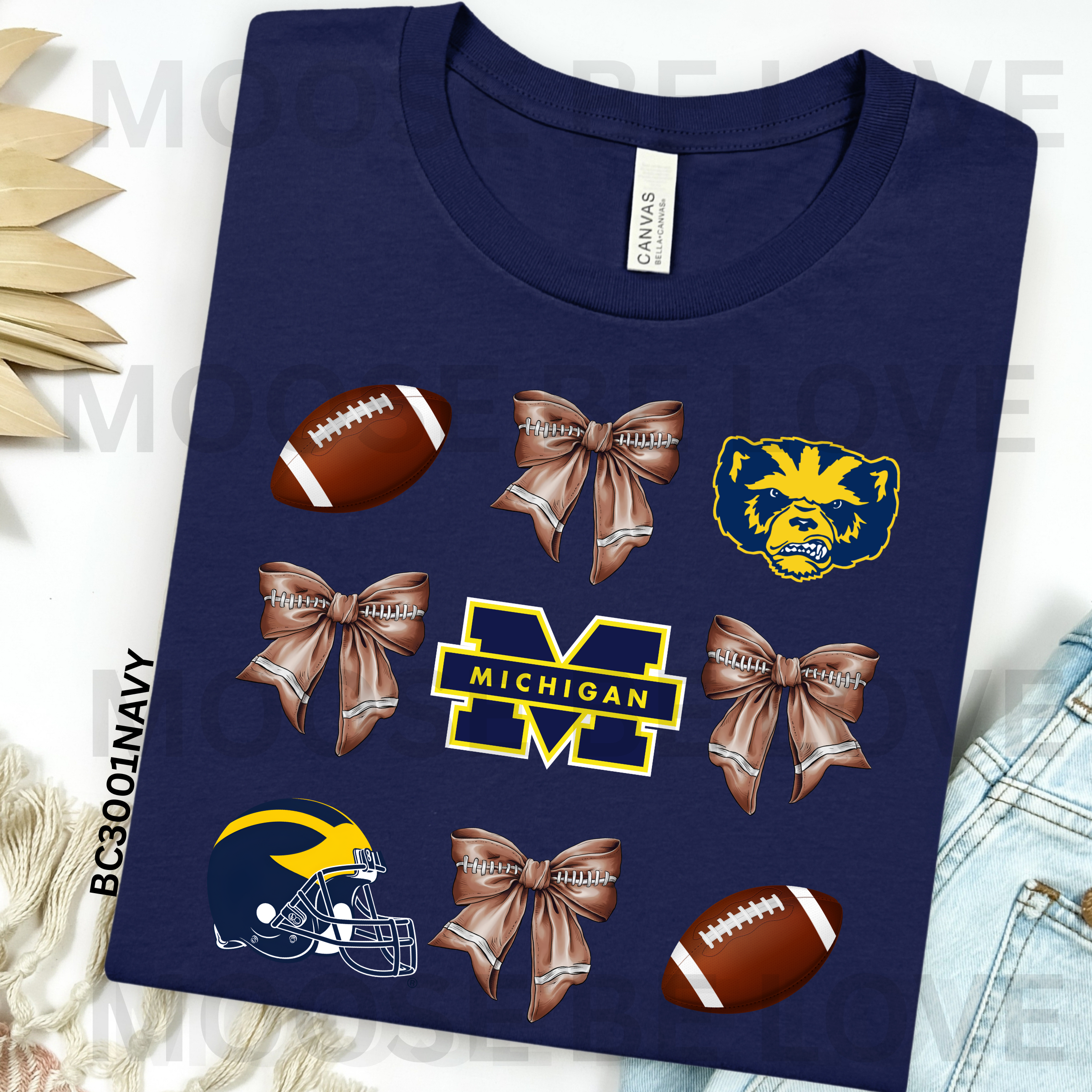 WOLVERINES FOOTBALL COQUETTE BOW COLLAGE PNG