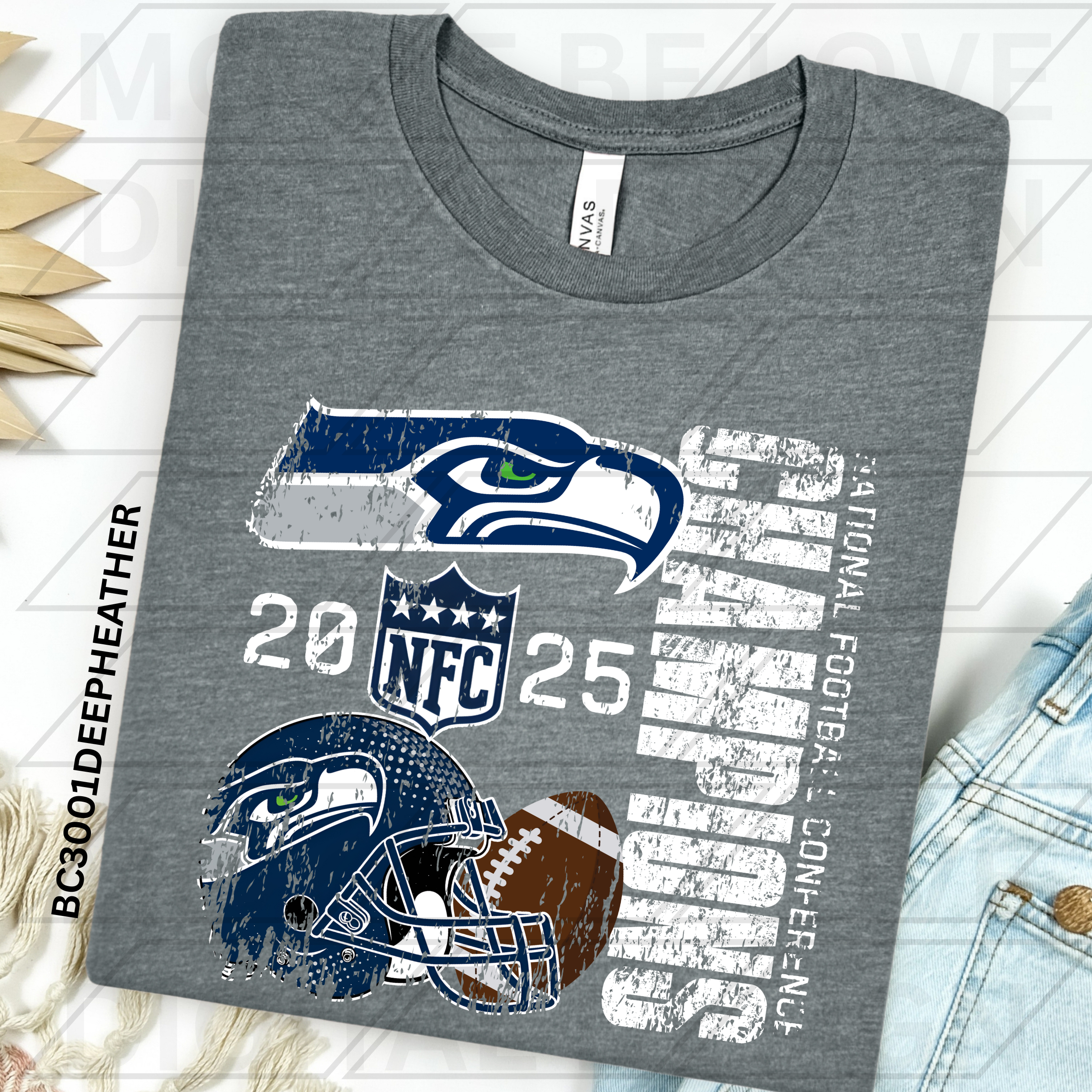 SEATTLE DISTRESSED 2025 NFC CHAMPIONS PNG