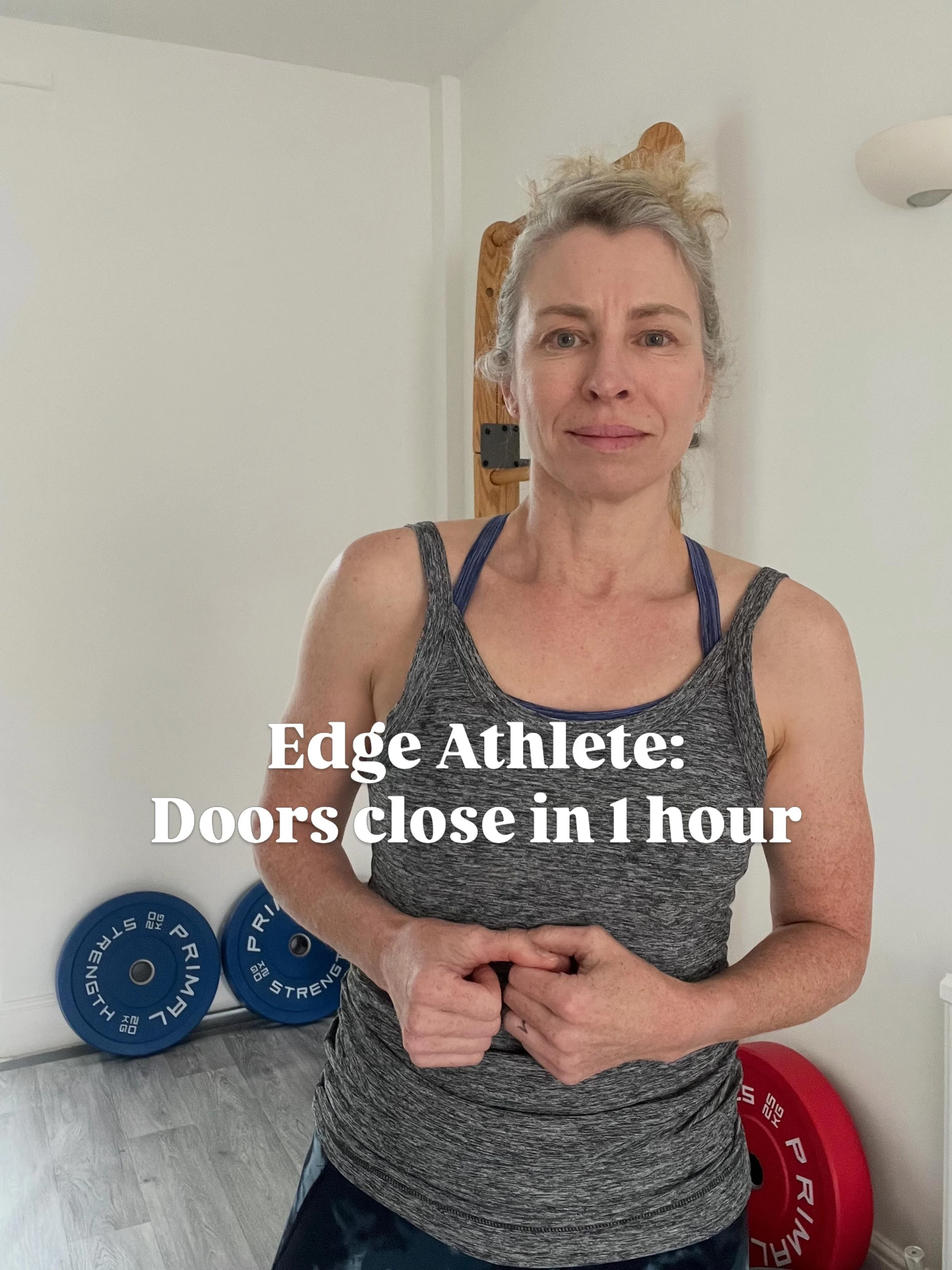 Doors close in one hour.

This is for the woman who&rsquo;s been watching all week. 👀

Edge Athlete is designed for women over 45 who either want to train like an athlete - or who are already pursuing their sport and want the strength &amp; conditio