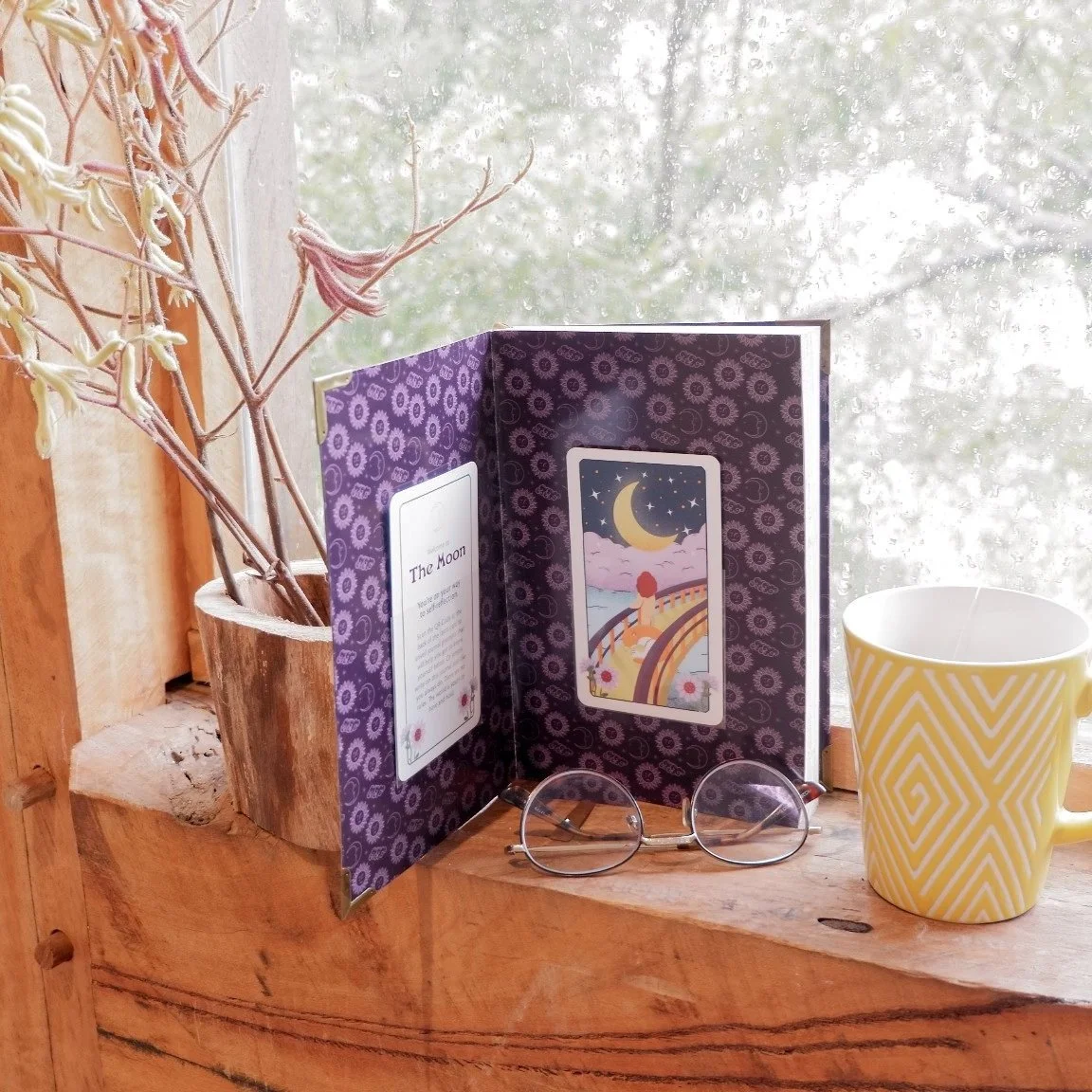 tarot inspired handmade journal with journal prompts