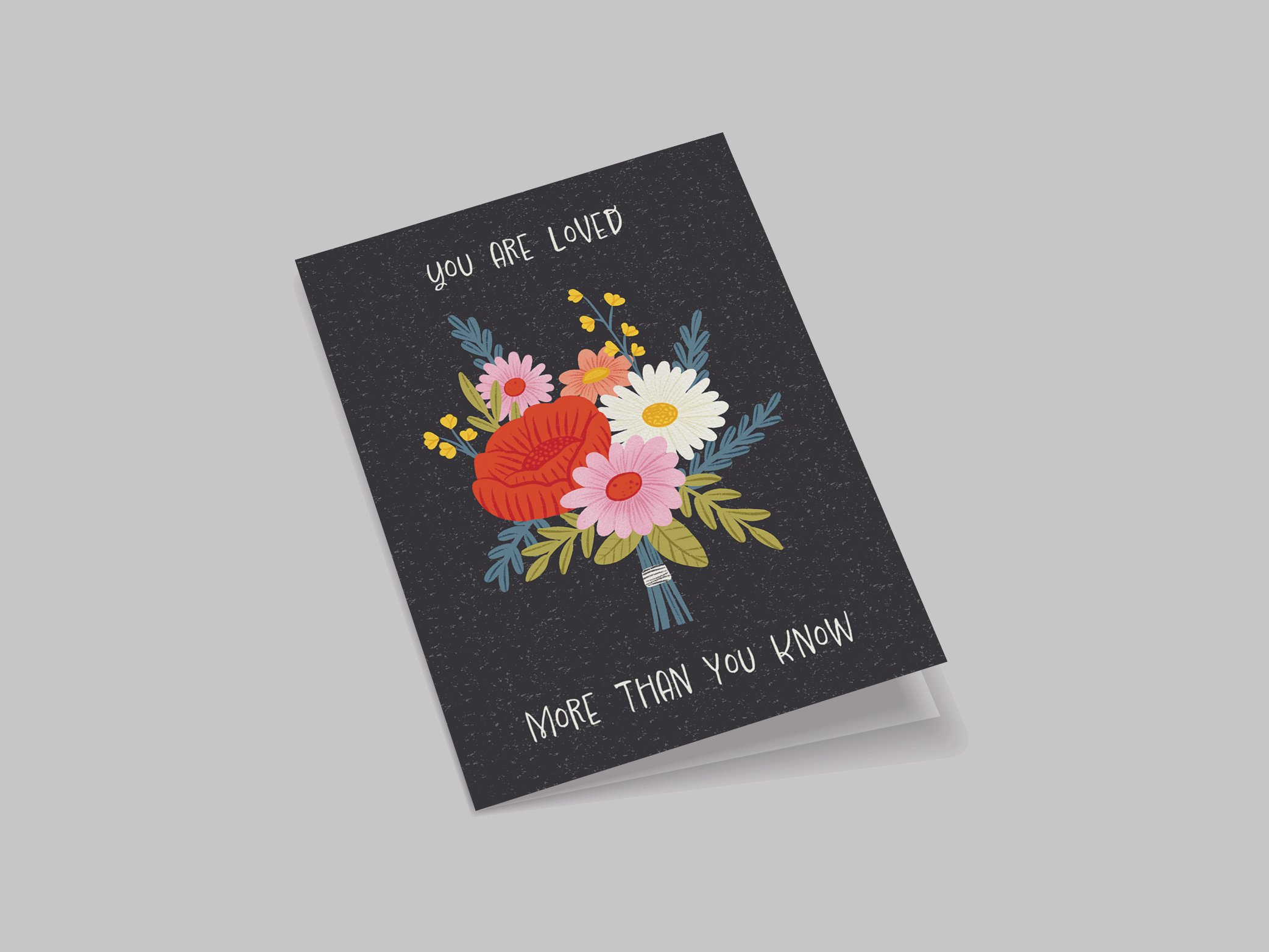 Alternate angle view of the greeting card displayed upright, offering a comprehensive look at the card's design and structure.