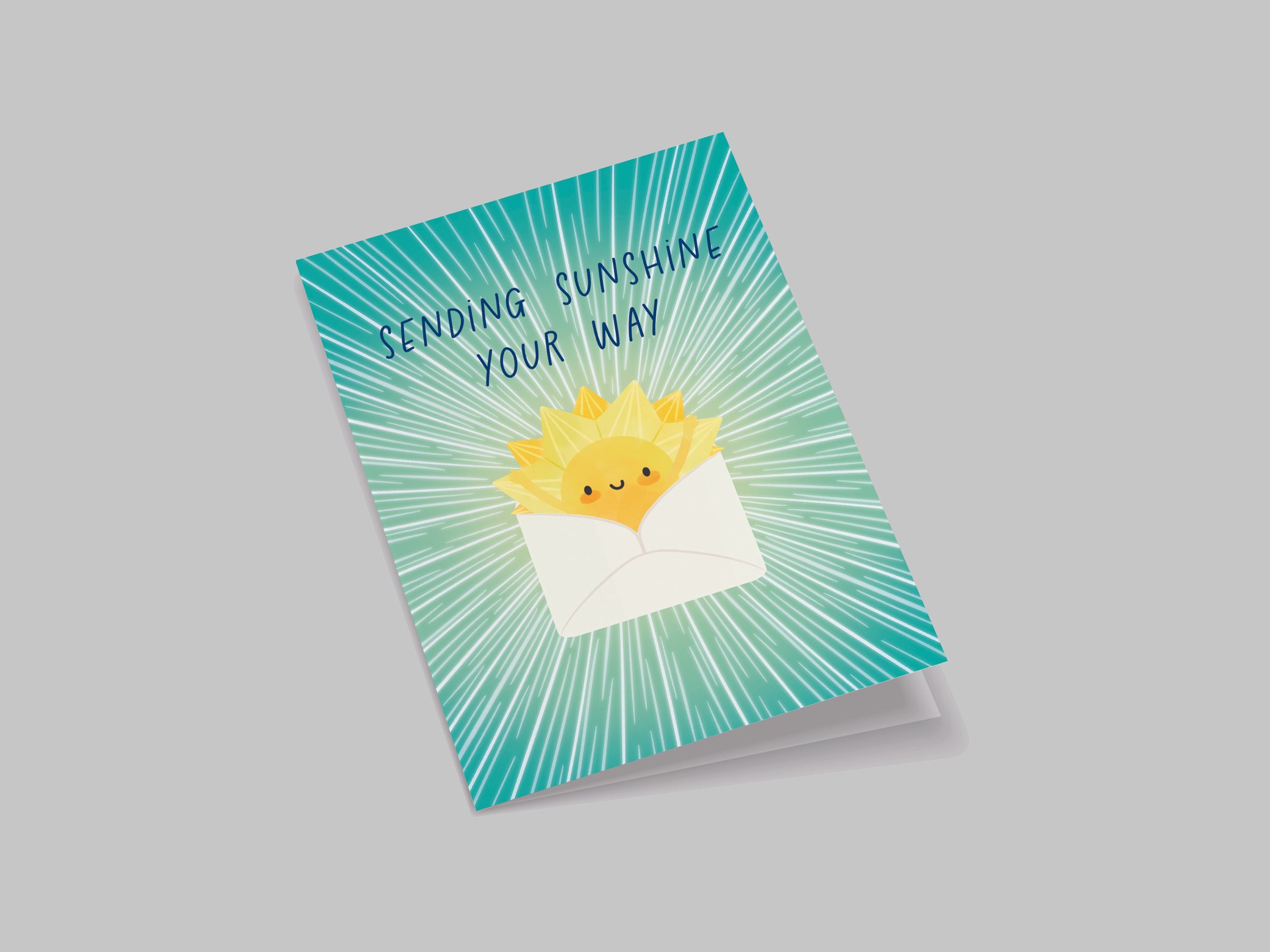 Alternate angle view of the greeting card displayed upright, offering a comprehensive look at the card's design and structure.